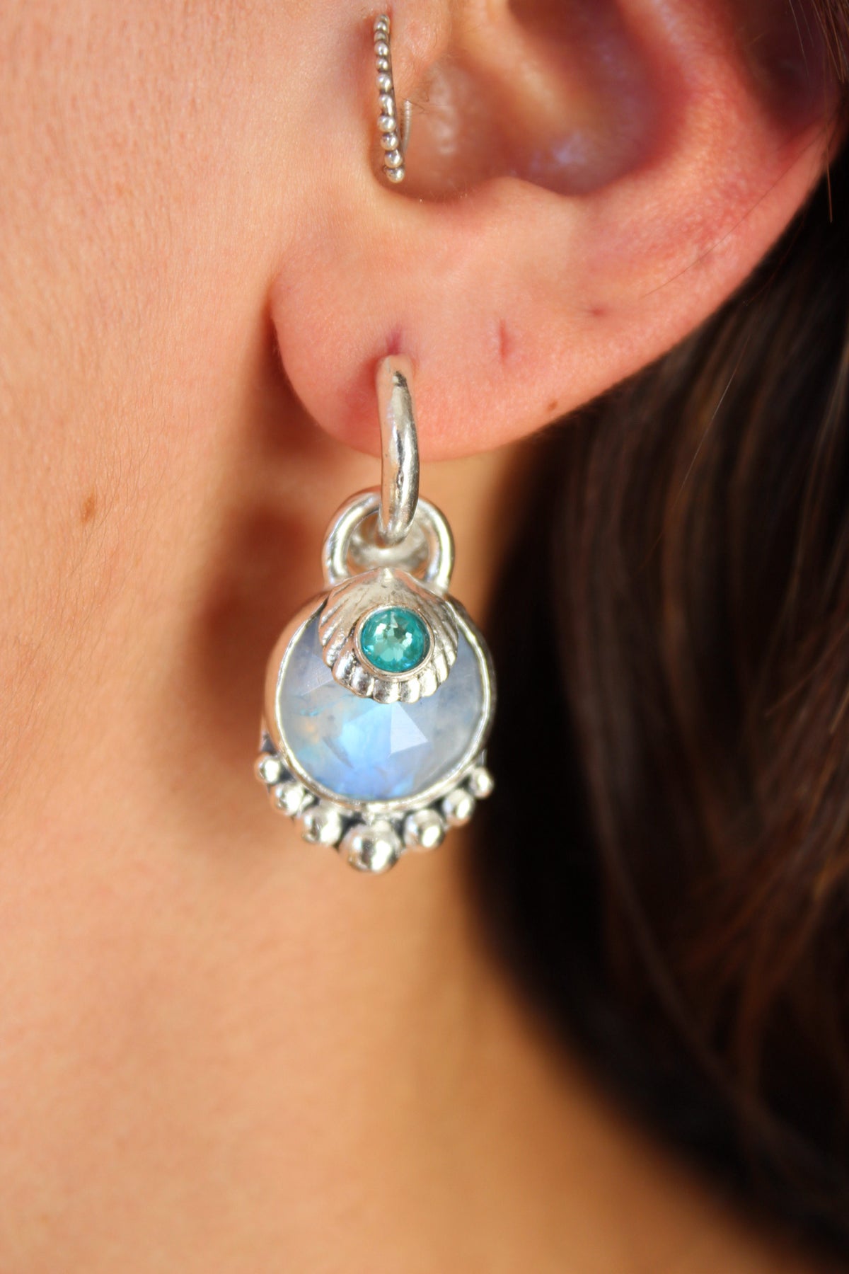 Aros piedra conchuda piedra luna