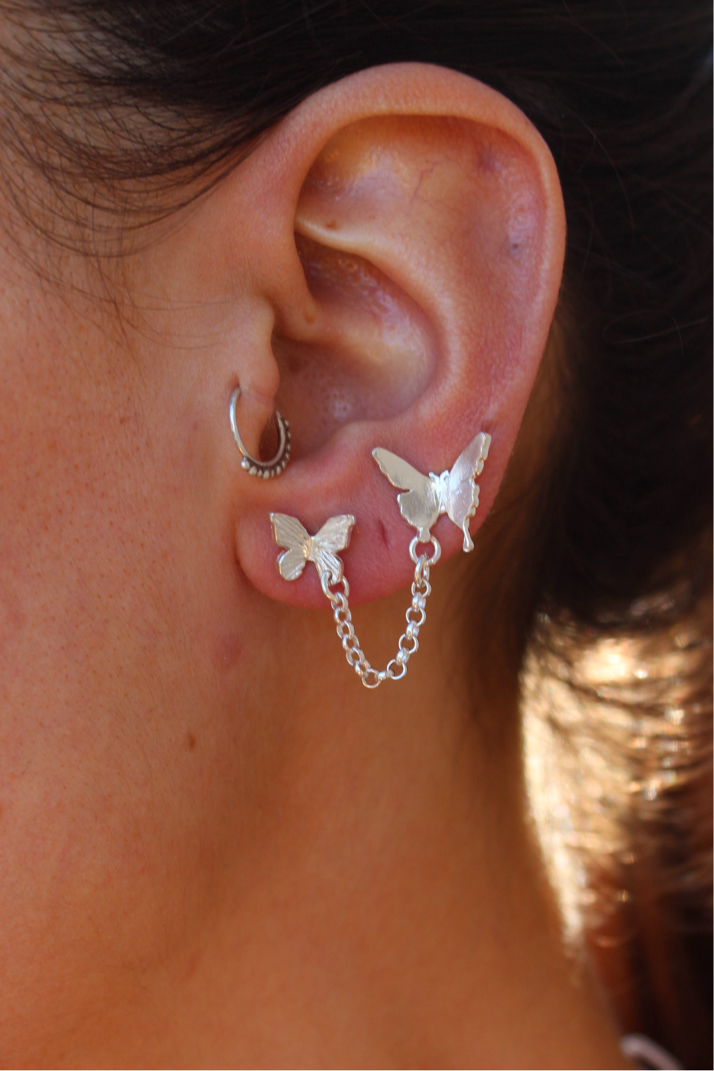 Aro Solitario doble mariposa