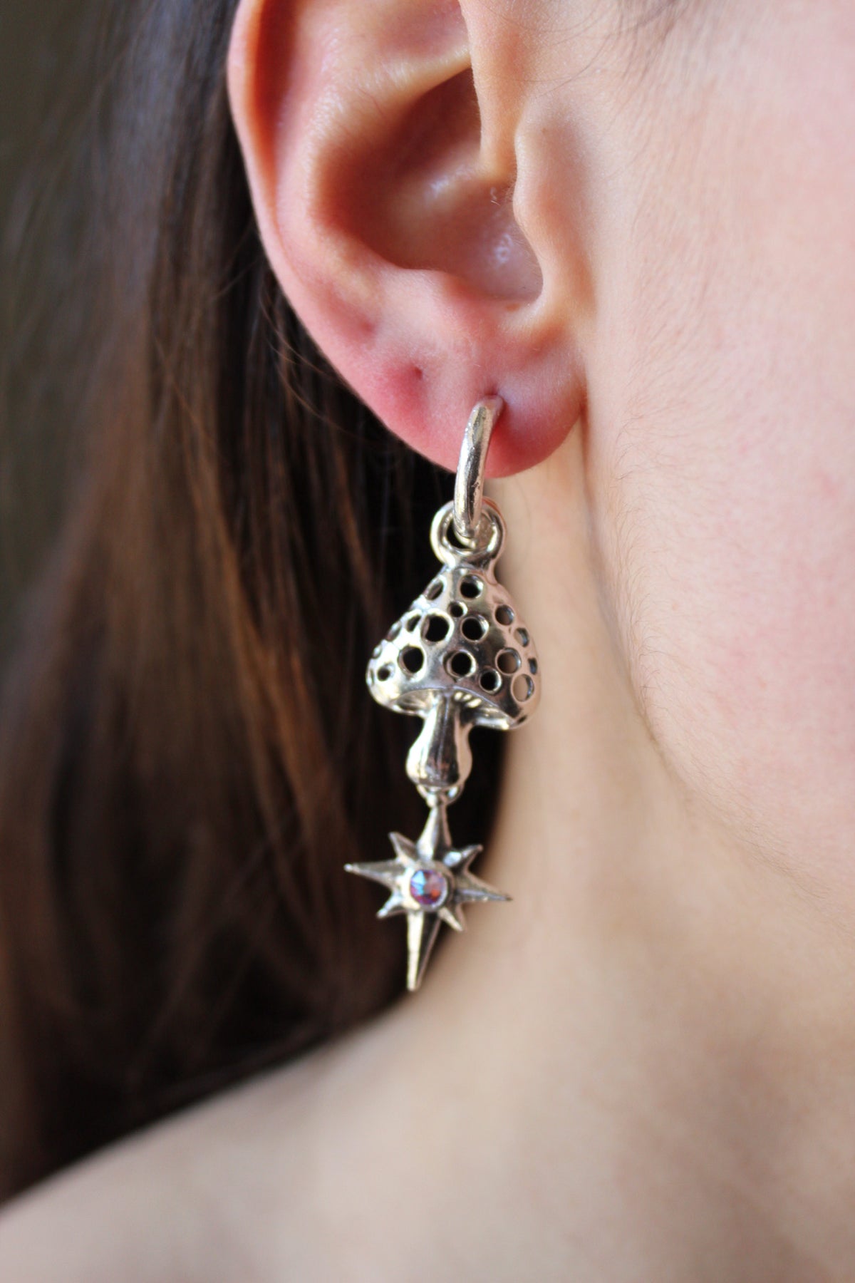 Aros hongo  mágico lucero cristal rose