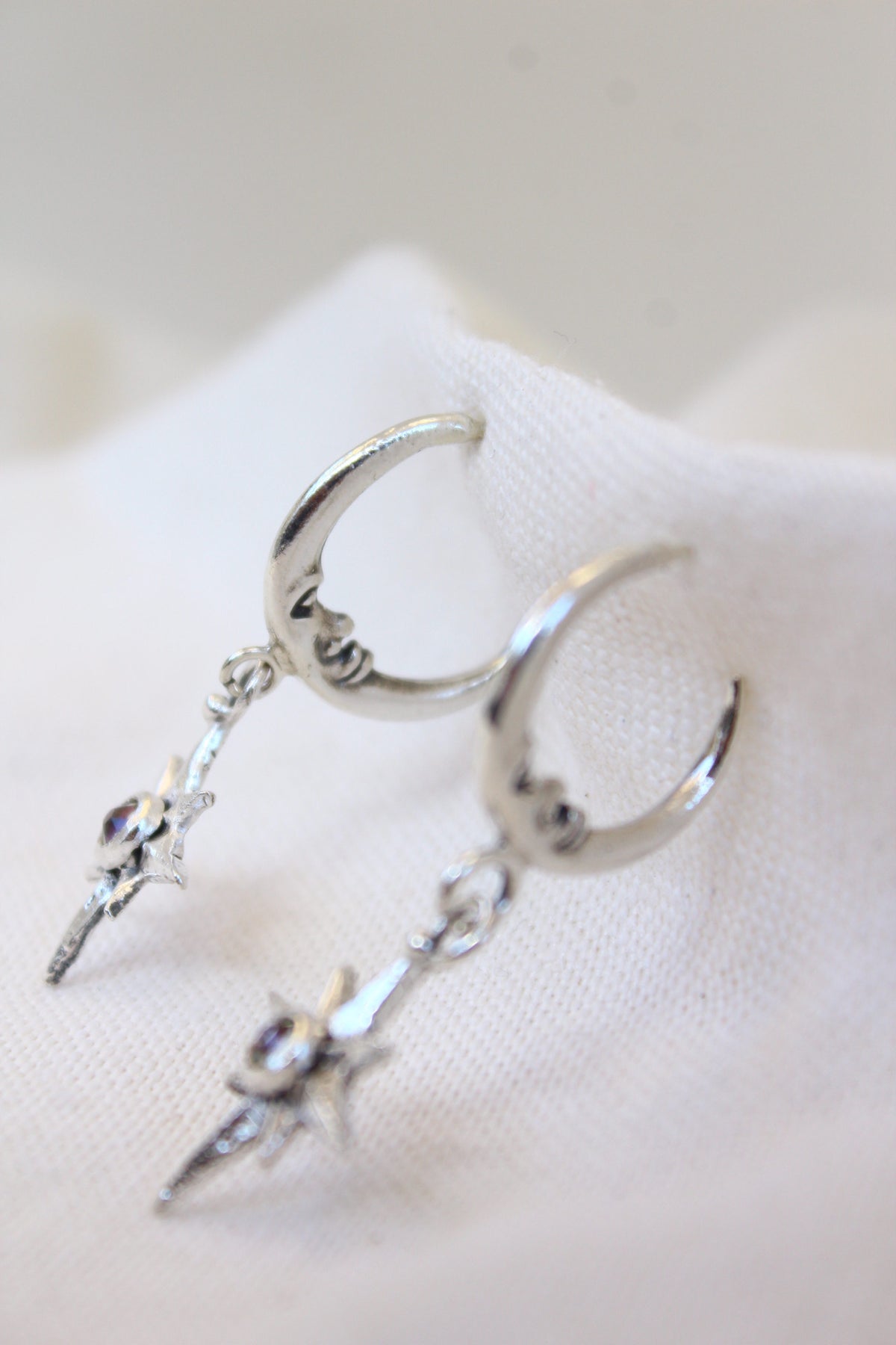 Aros luna lucero cristal rose