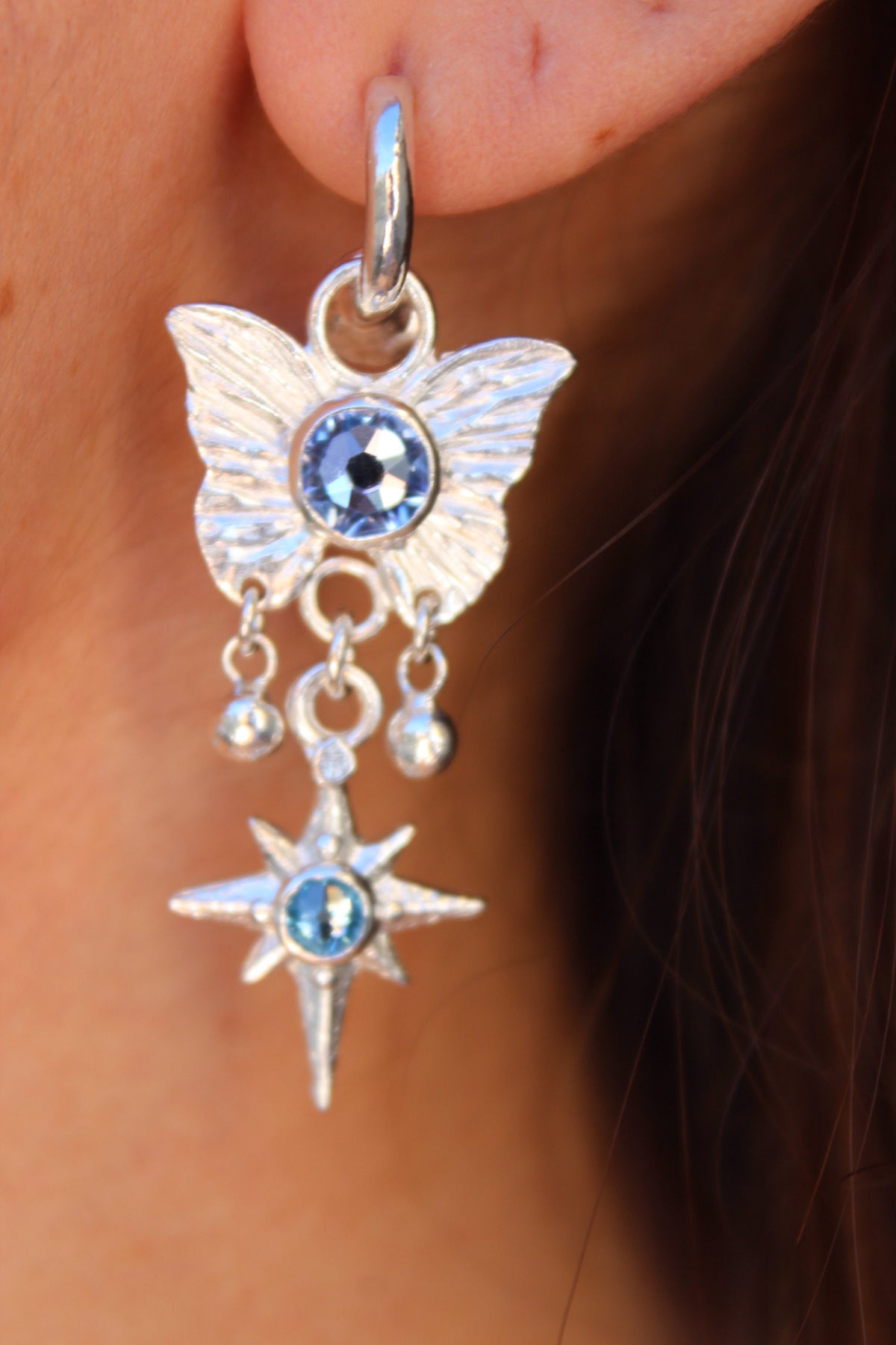 Aros Ninfa lila y celeste