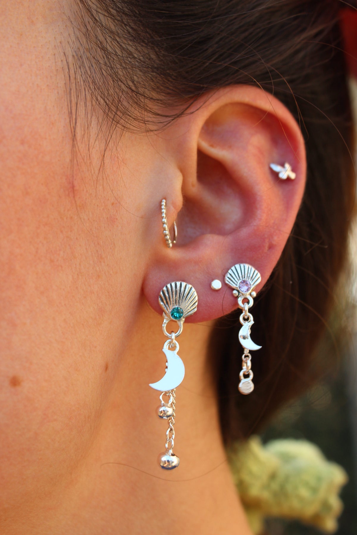 Aros cascada “M” turquesa (par)