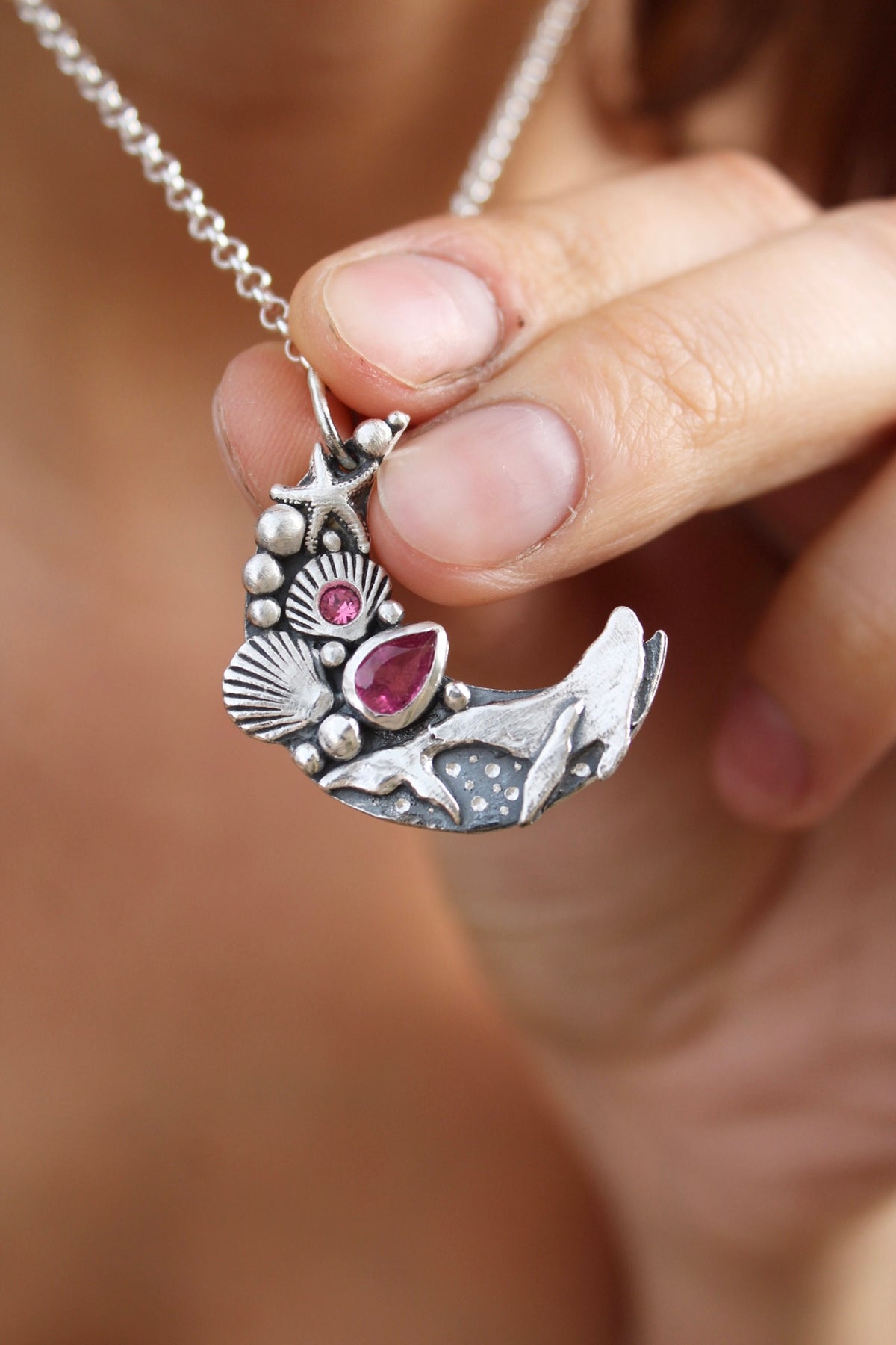 Collar Luna di Atlantis “MAREA” turmalina rosa