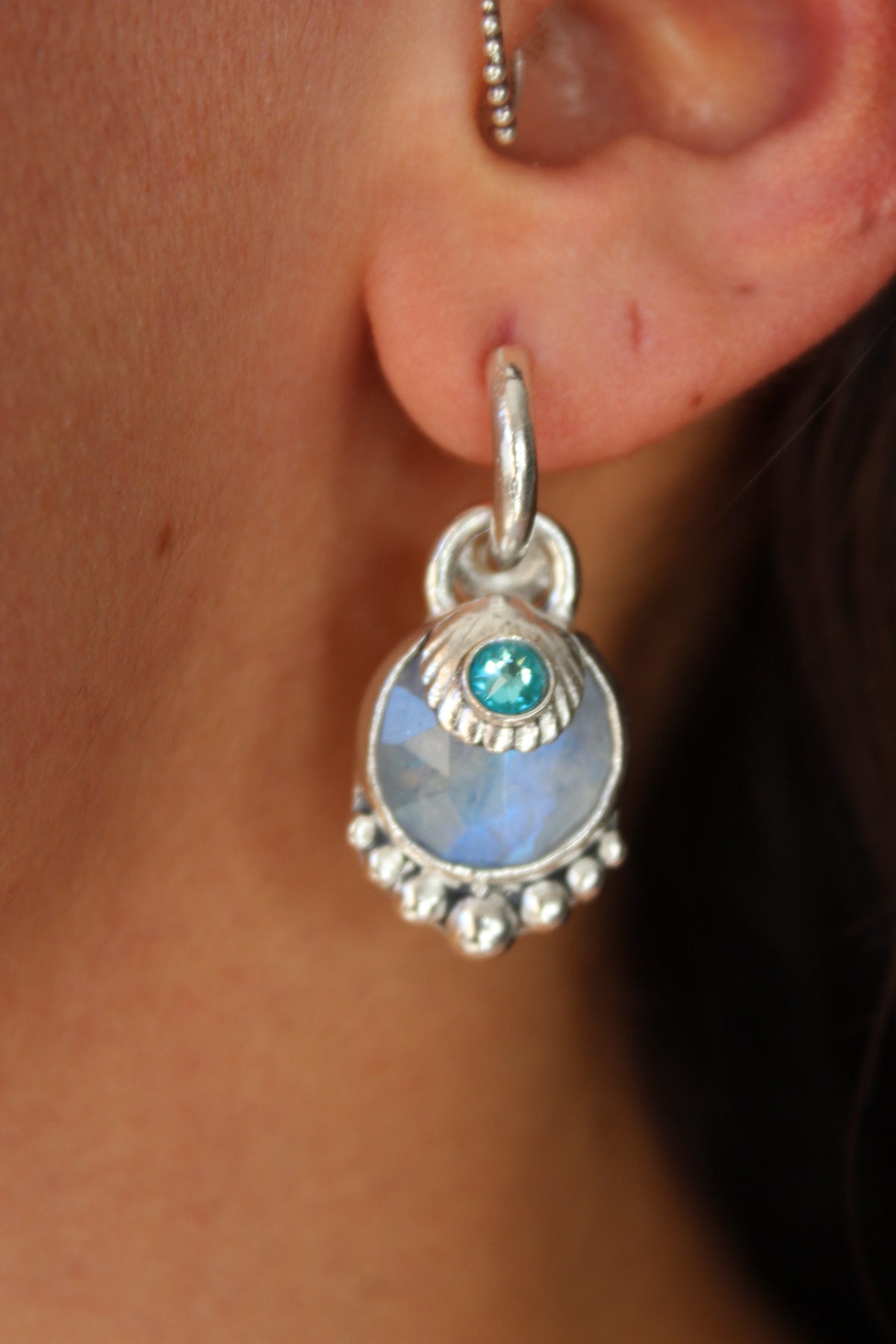 Aros piedra conchuda piedra luna