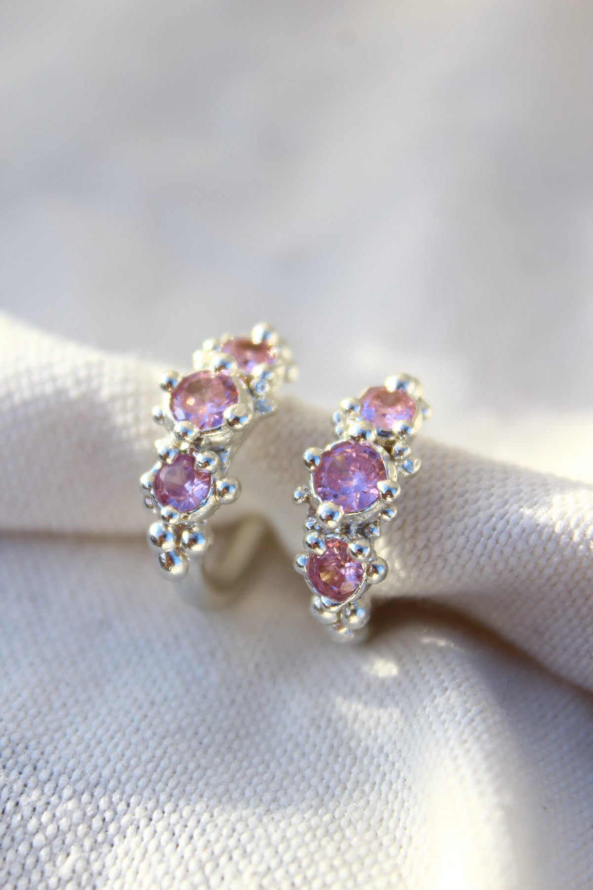 Aros coral cristal rose