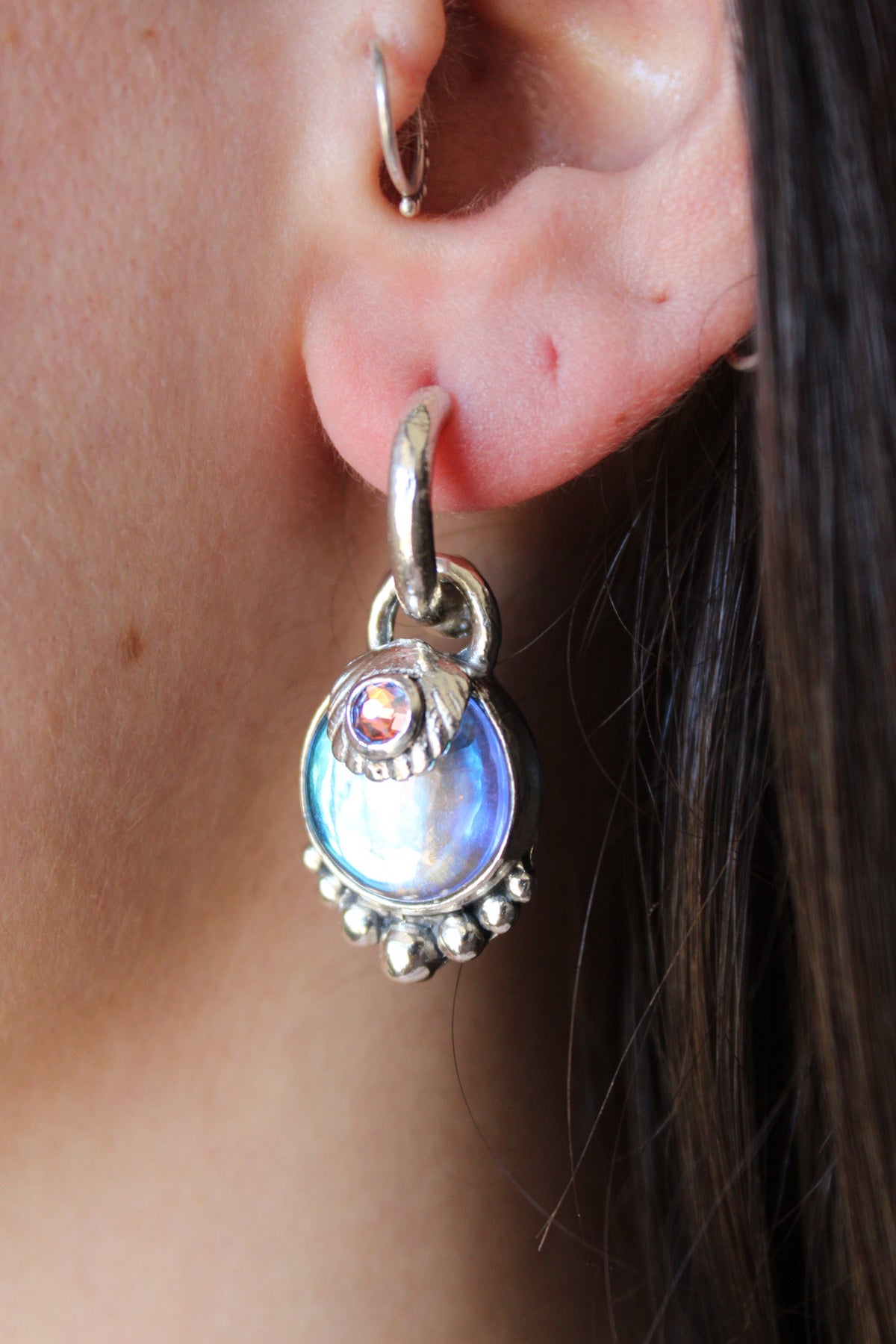 Aros piedra conchuda Maxi cuarzo místico