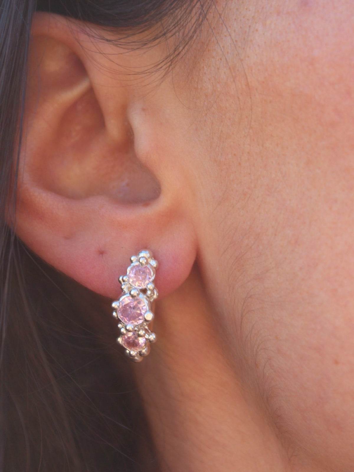 Aros coral cristal rose