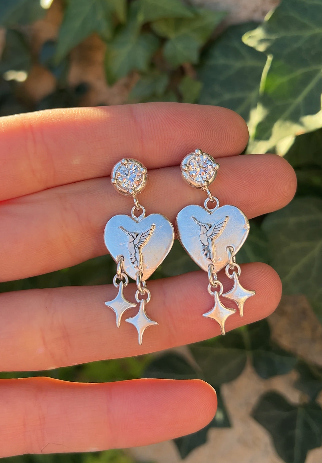 Aros corazón colibrí