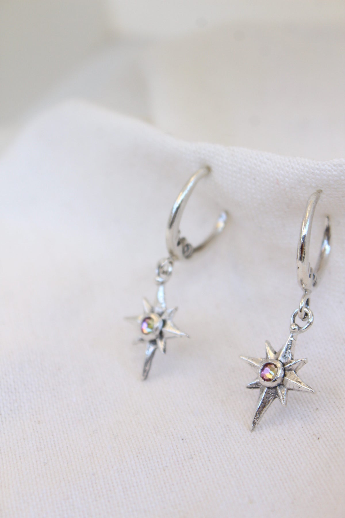 Aros luna lucero cristal rose