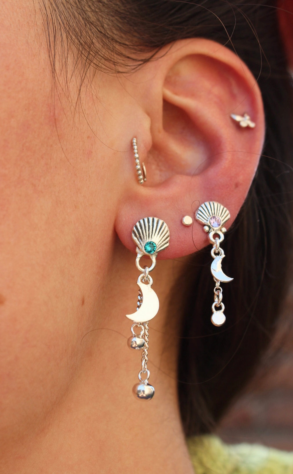 Aros cascada “M” turquesa (par)