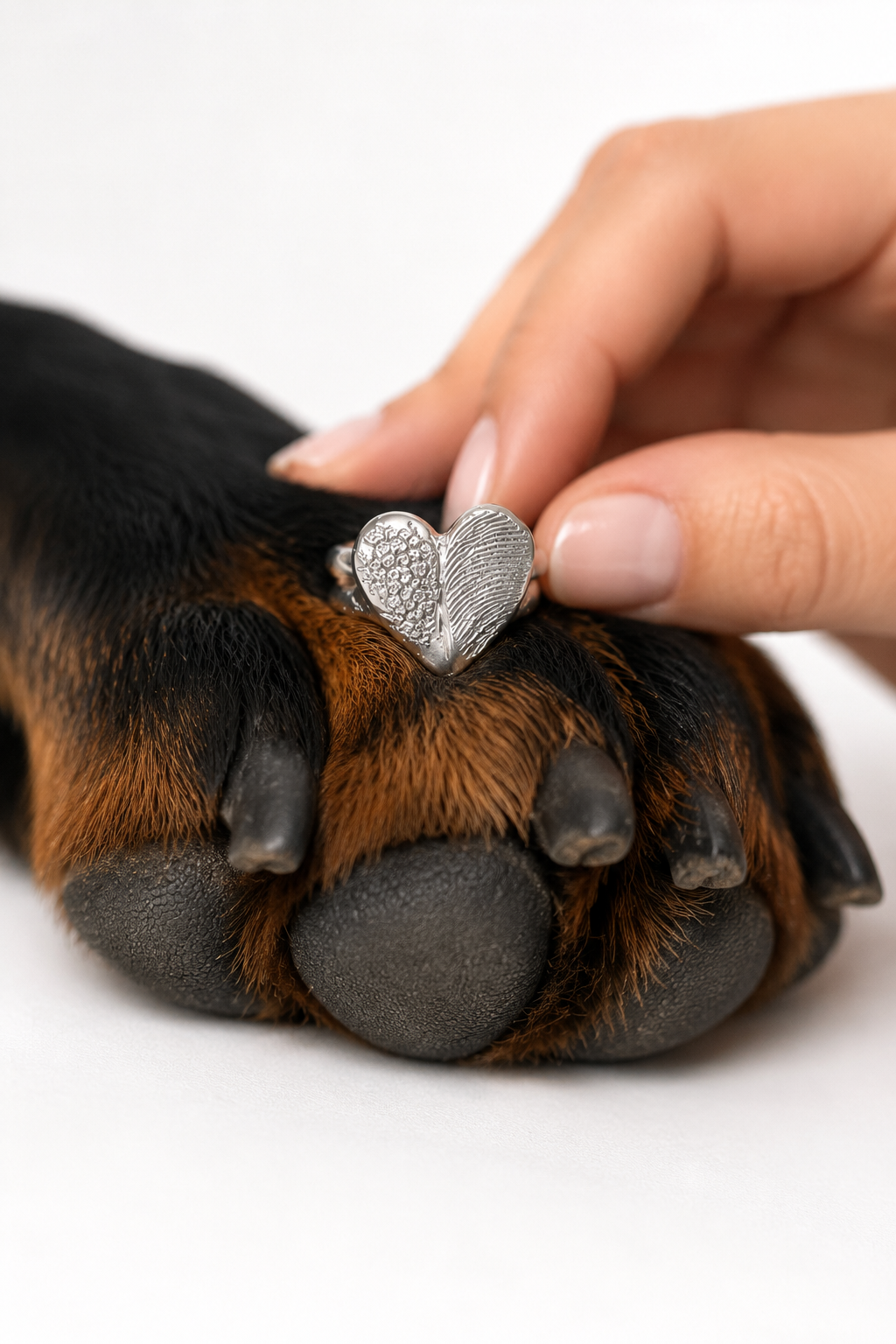 ANILLO HUELLAS CORAZÓN DOBLE