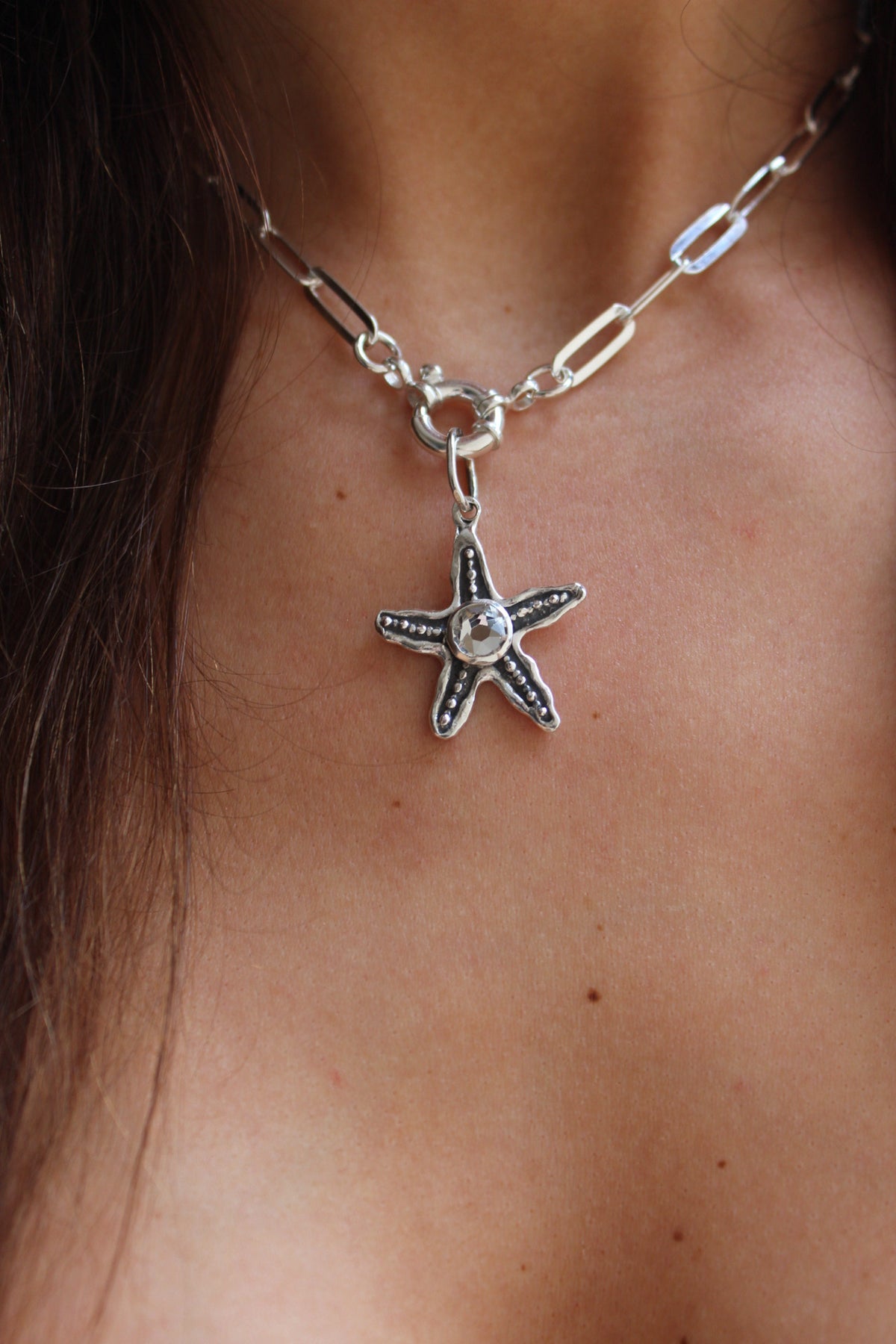 Collar estrella cristal blanco