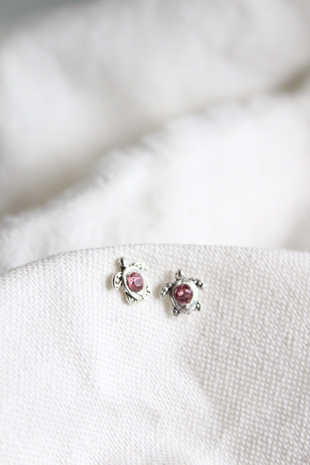 Par aros tortu petit cristal rosa