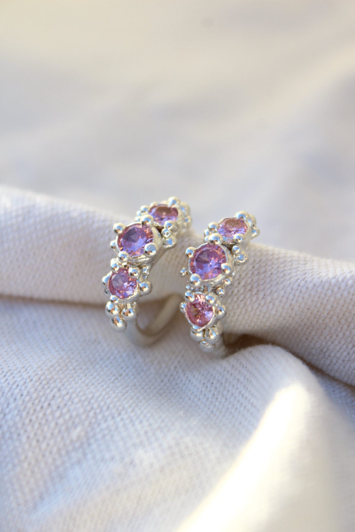 Aros coral cristal rose