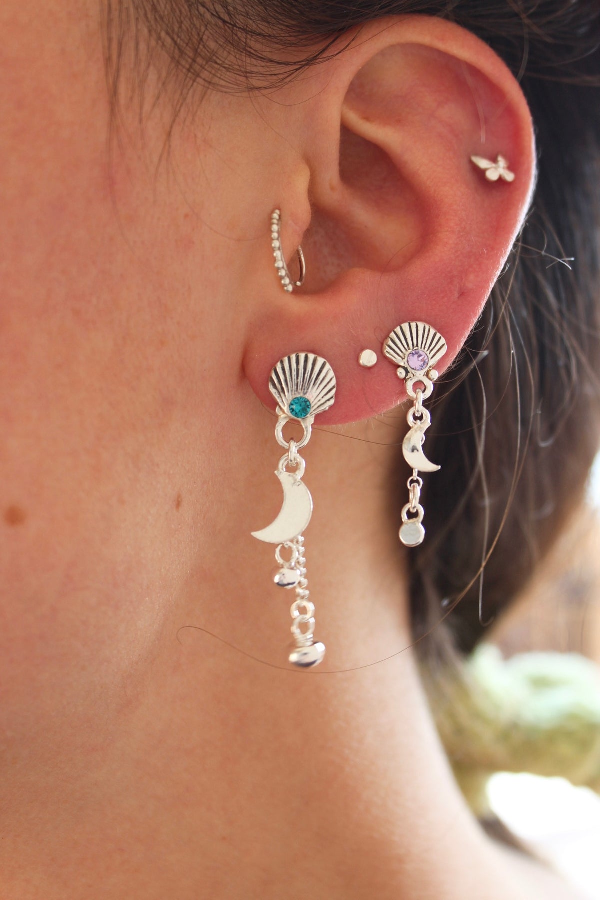 Aros cascada “M” turquesa (par)