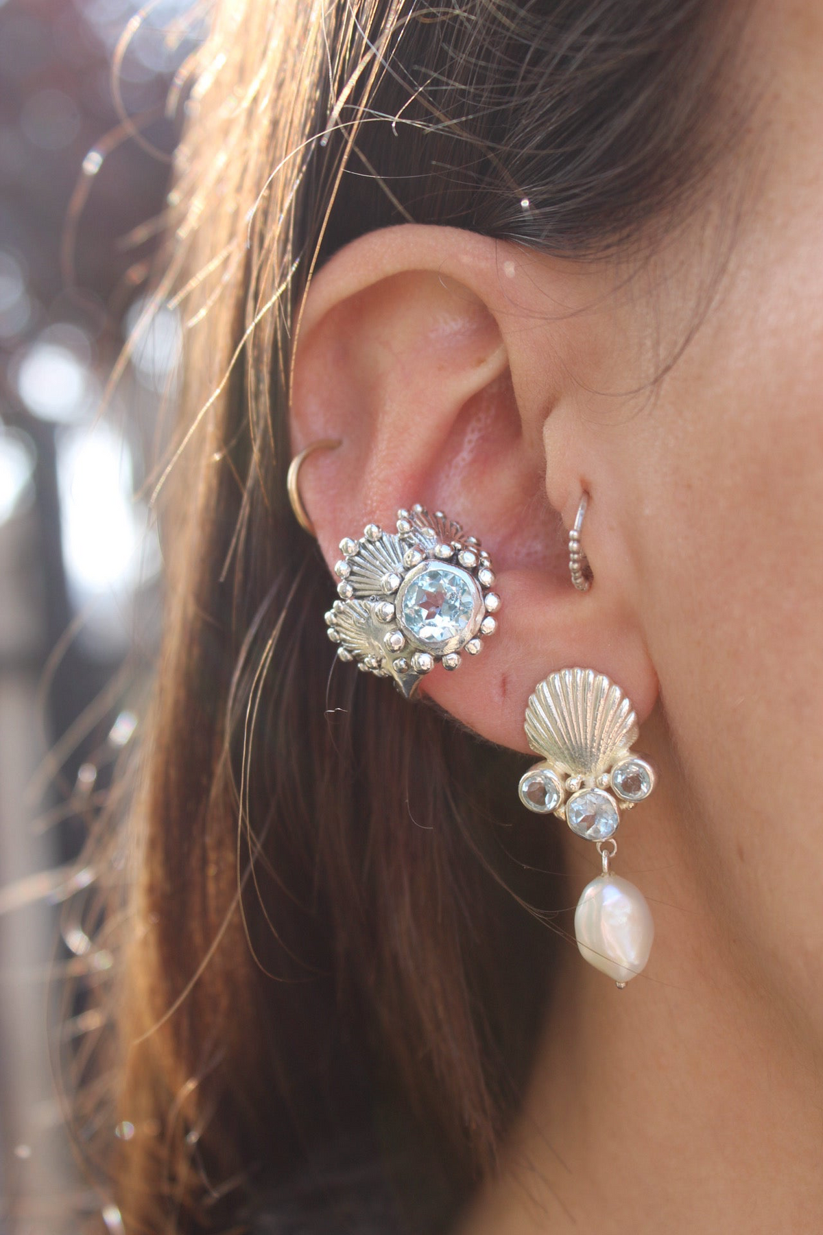 Aro ear cuff triple concha topacio (derecha)