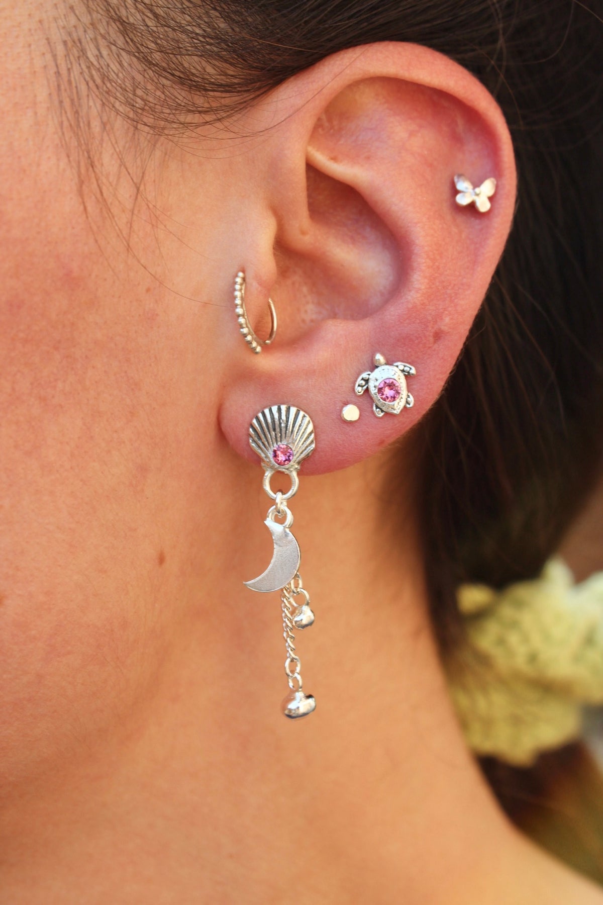 Aros cascada “M” rose (par)