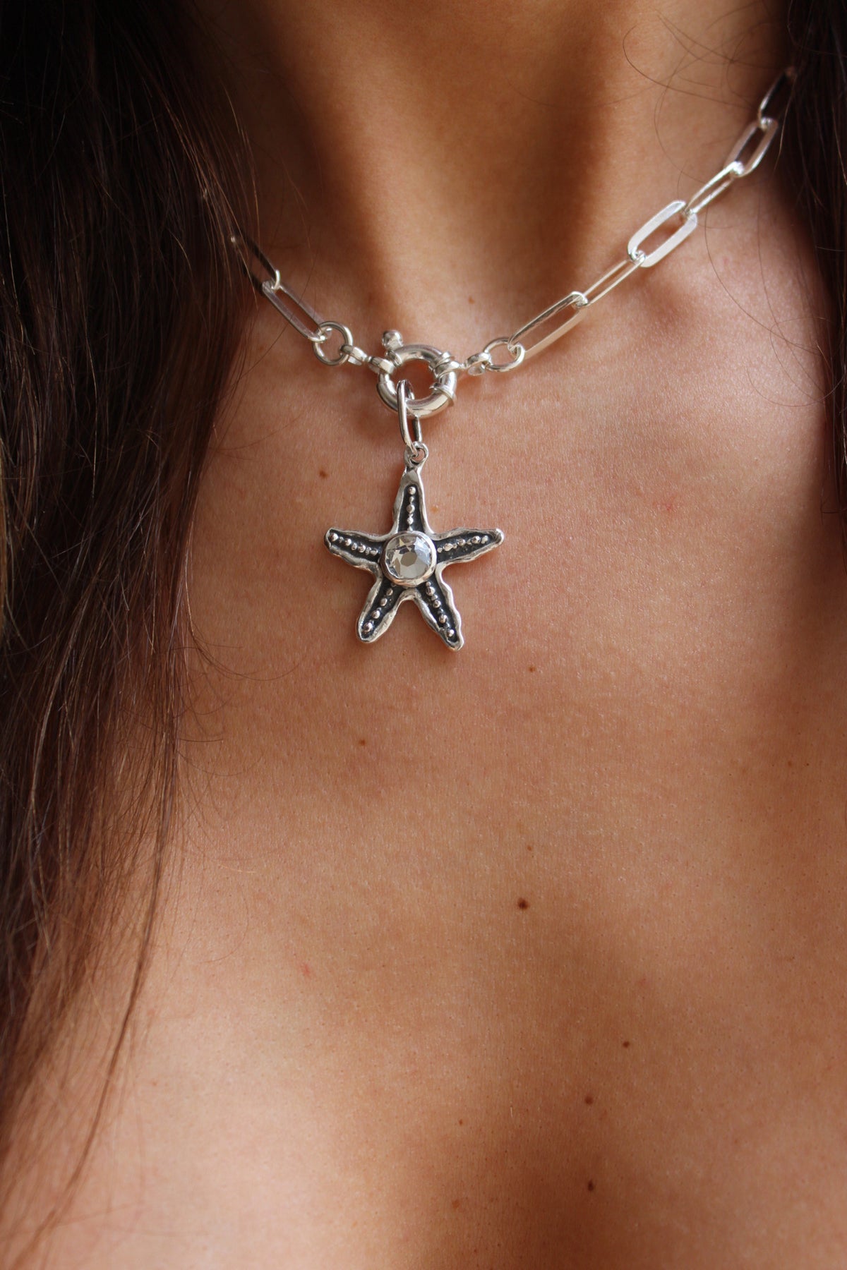 Collar estrella cristal blanco