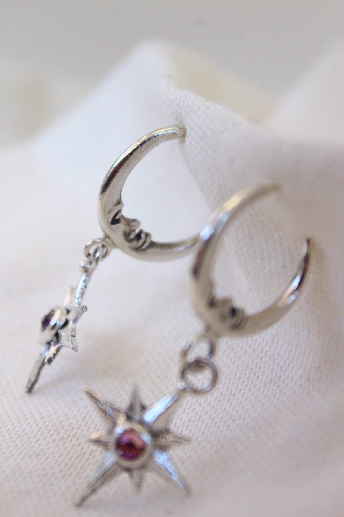 Aros luna lucero cristal rose