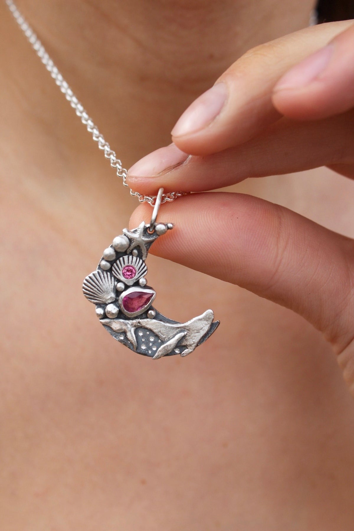 Collar Luna di Atlantis “MAREA” turmalina rosa
