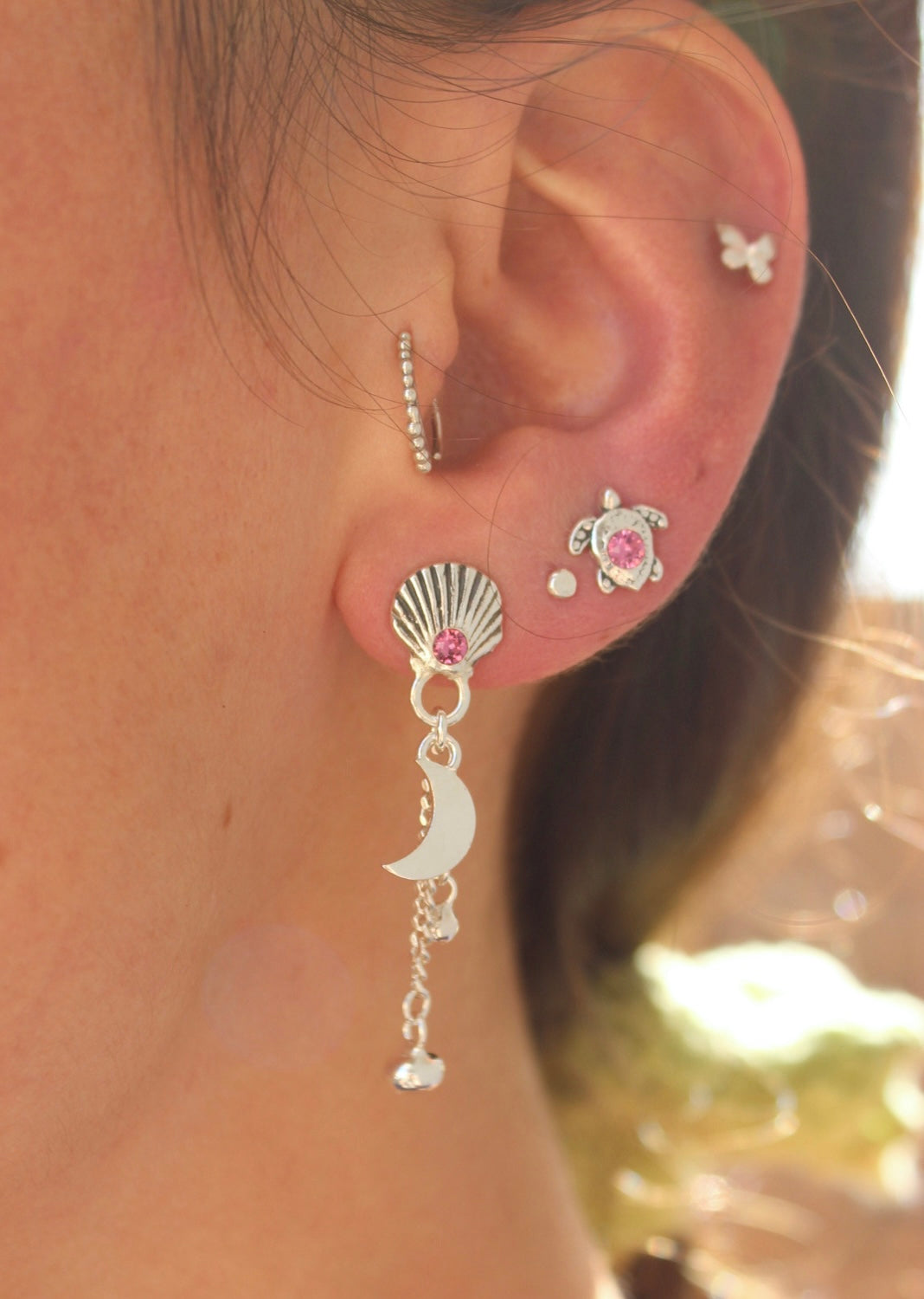 Aros cascada “M” rose (par)