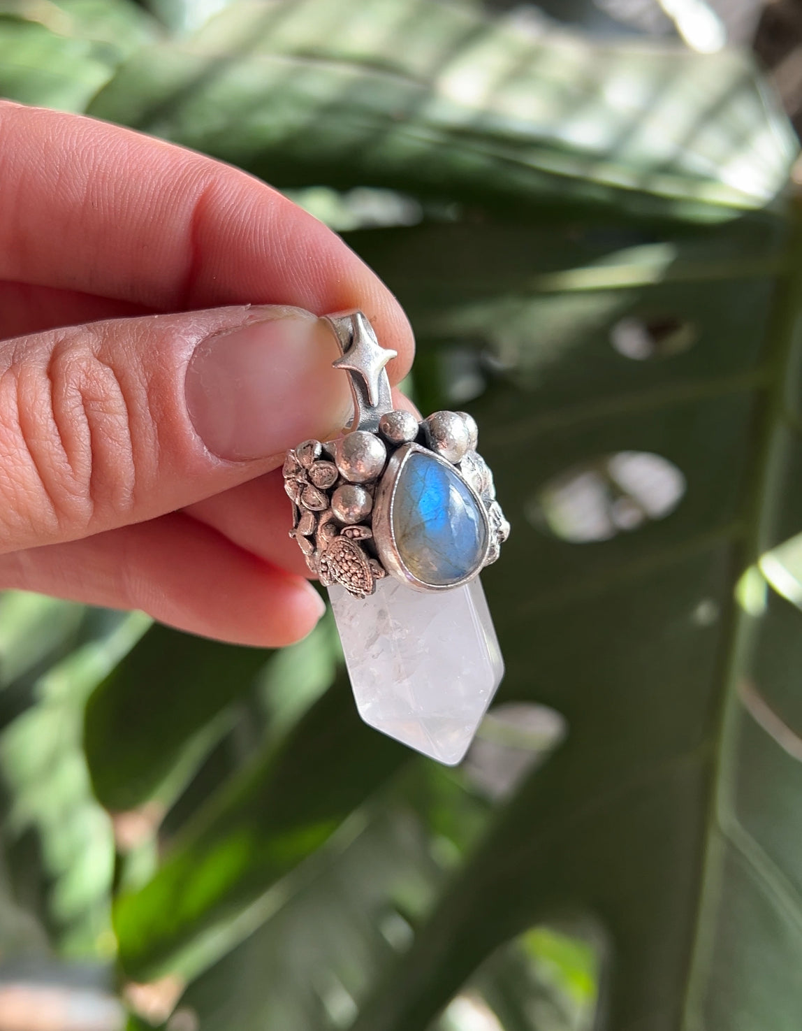 Amuleto cuarzo con labradorita