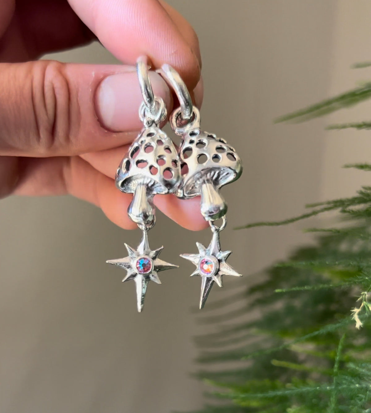 Aros hongo  mágico lucero cristal rose