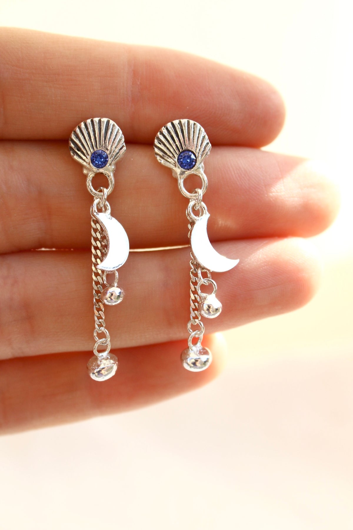 Aros cascada “M” azul (par)