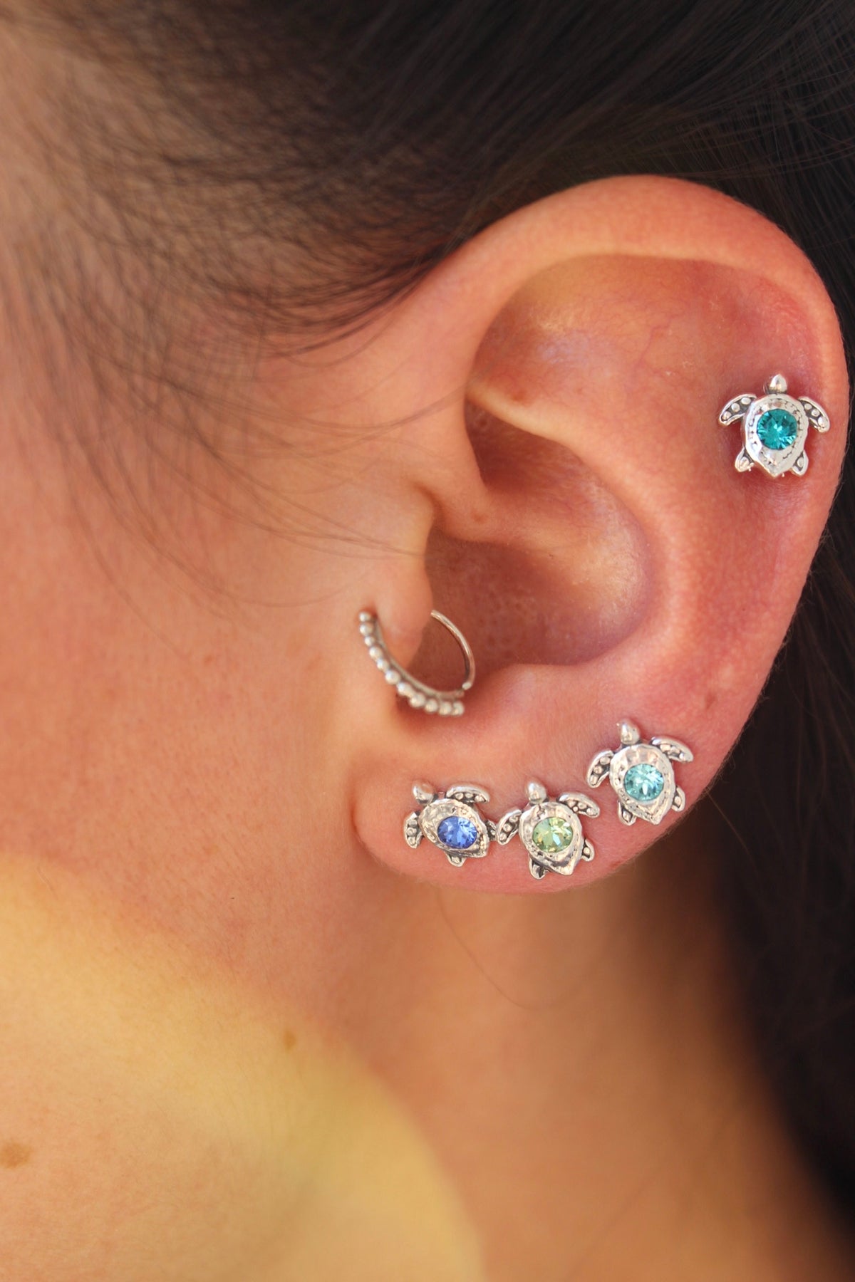 Par aros tortu petit turquesa