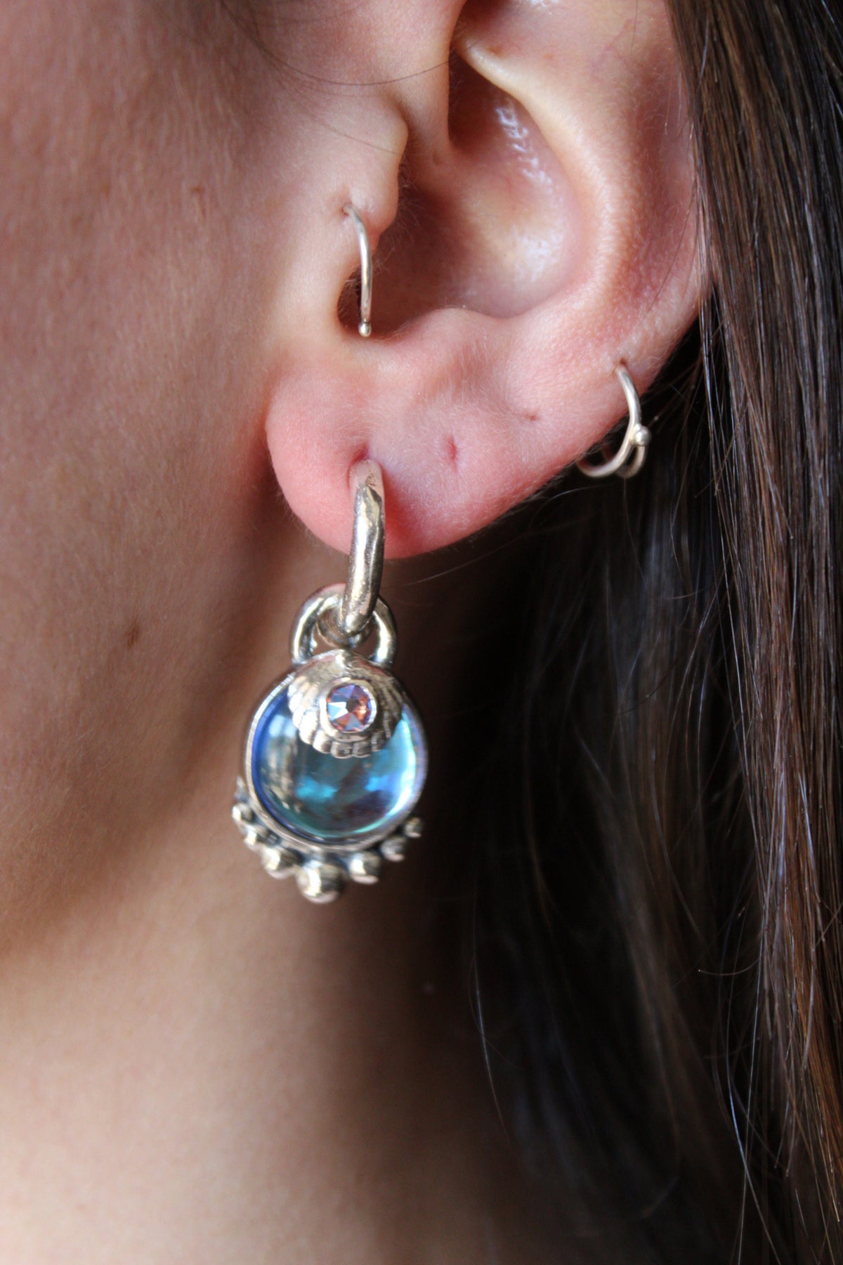 Aros piedra conchuda Maxi cuarzo místico