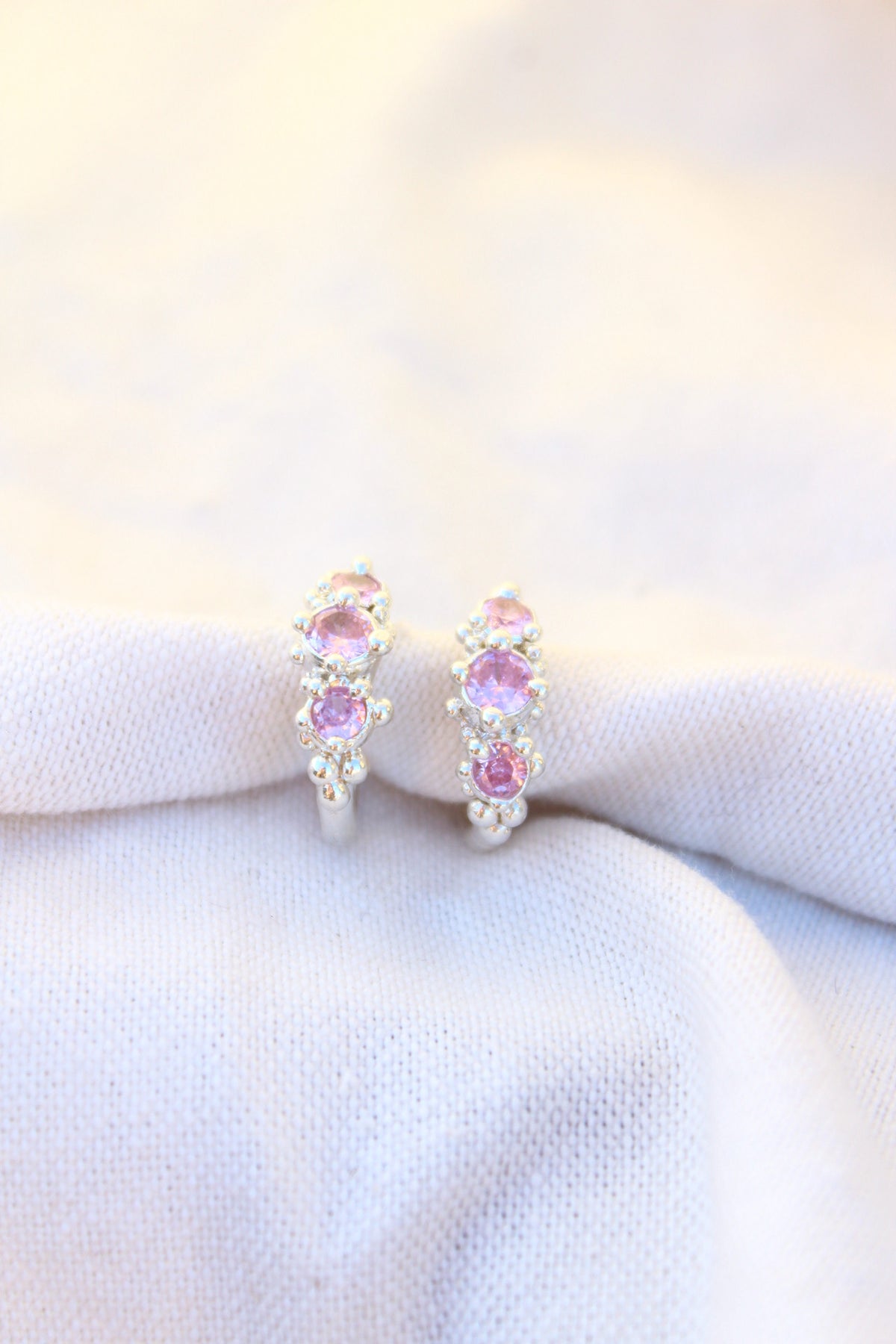 Aros coral cristal rose