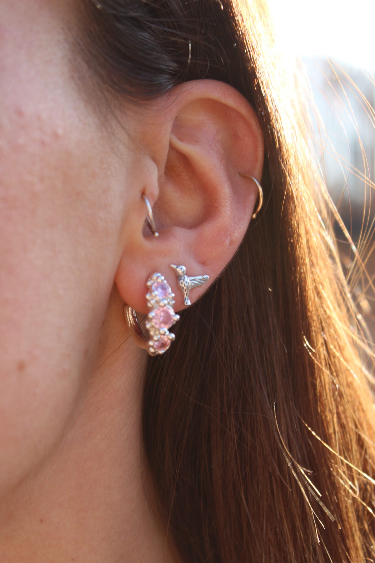 Aros coral cristal rose