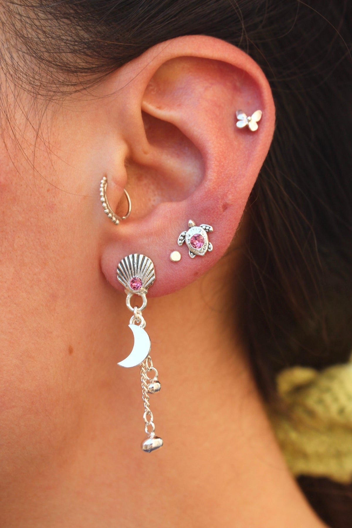 Aros cascada “M” rose (par)