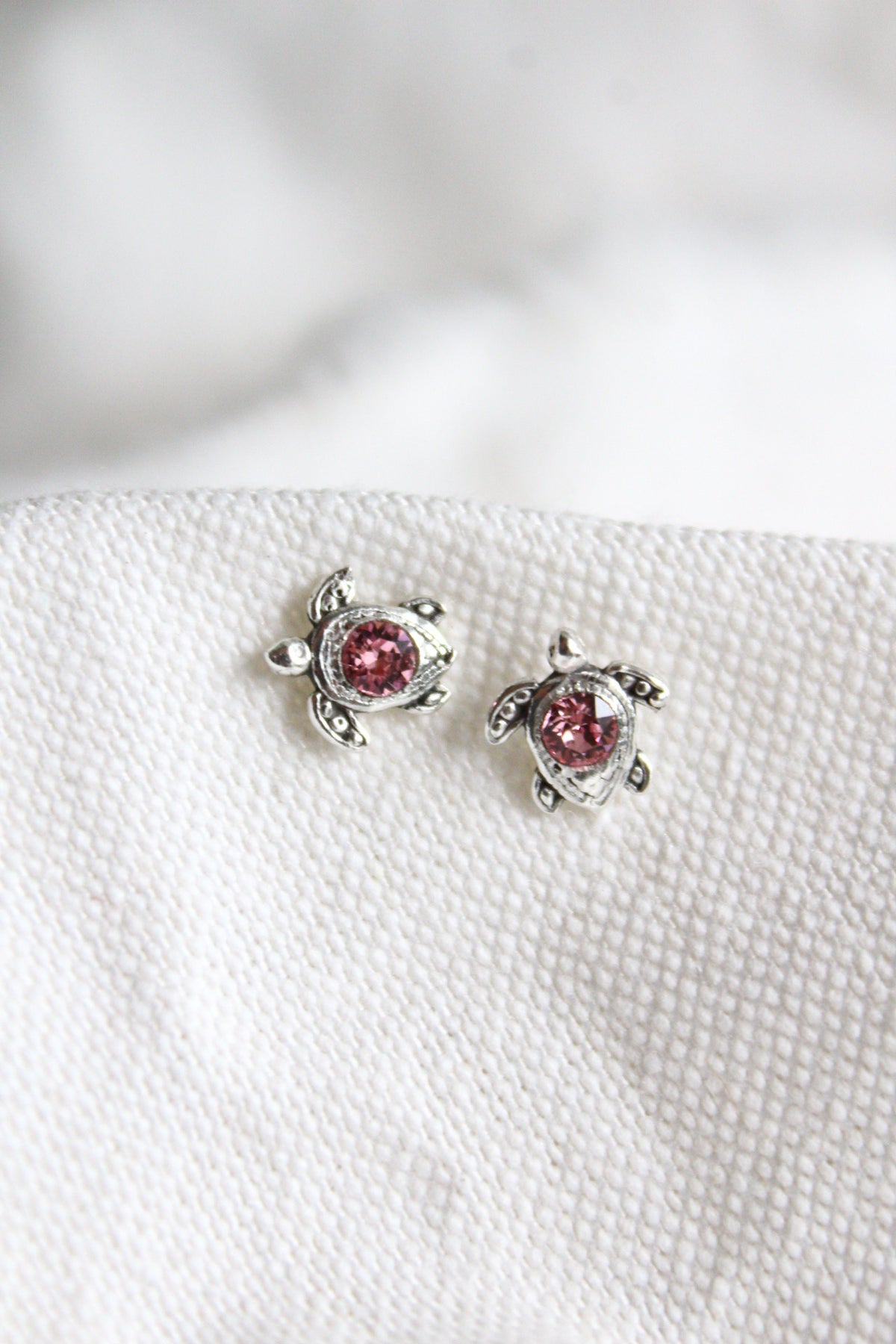 Par aros tortu petit cristal rosa