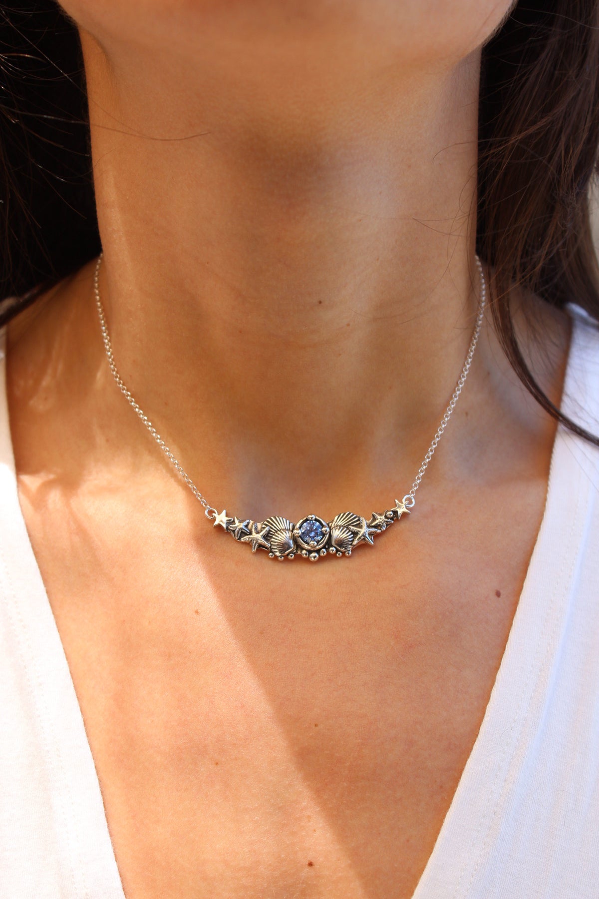 Collar hermandad cristal azul