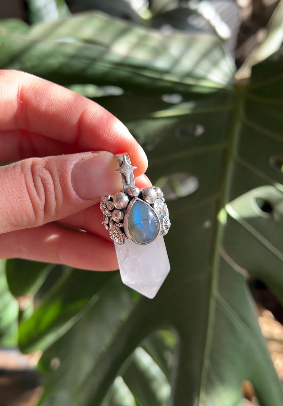 Amuleto cuarzo con labradorita