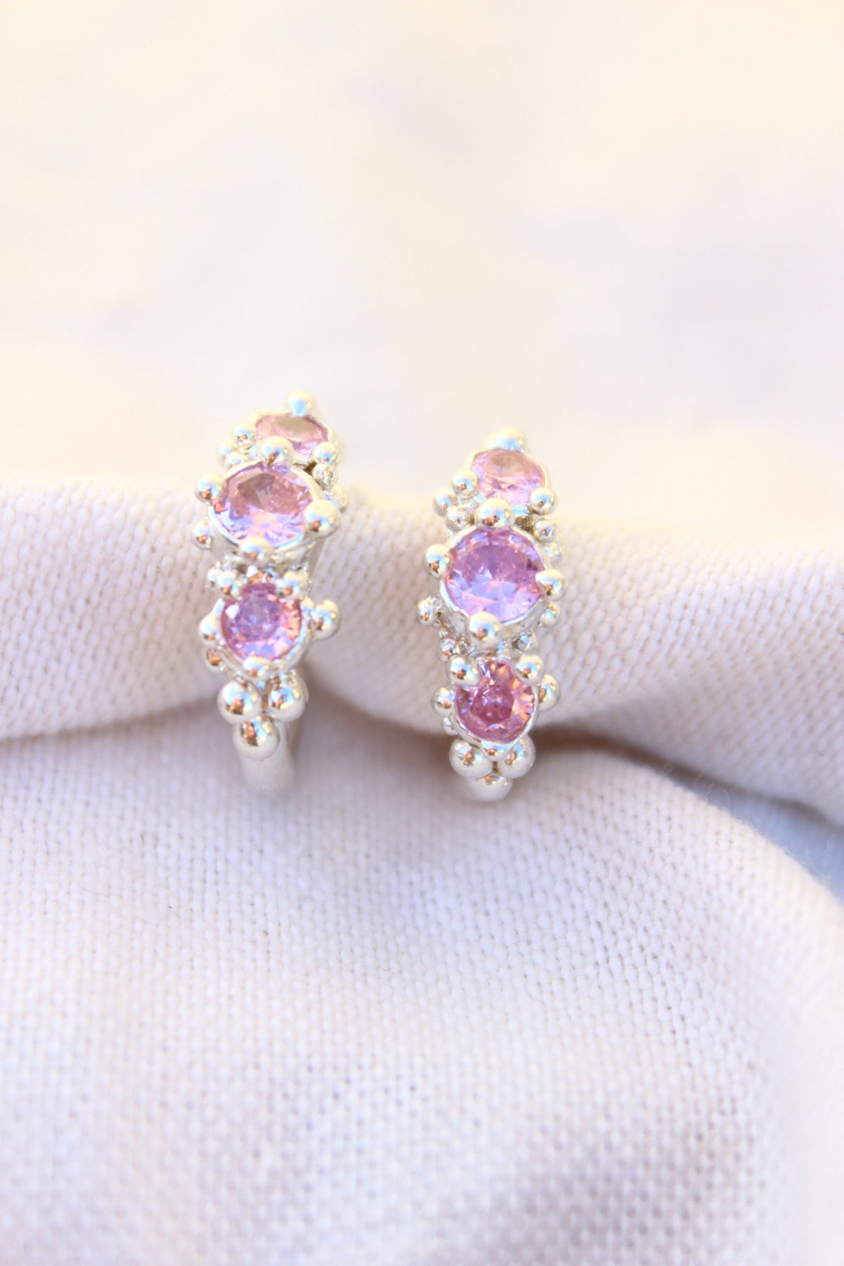 Aros coral cristal rose