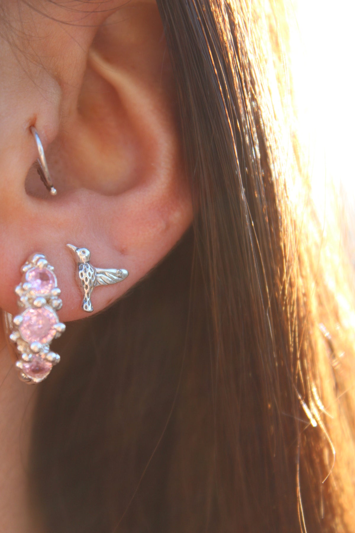 Aros coral cristal rose