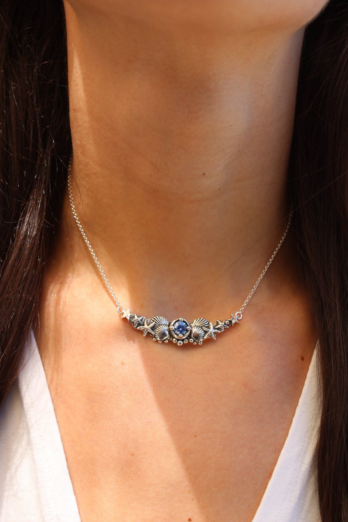 Collar hermandad cristal azul