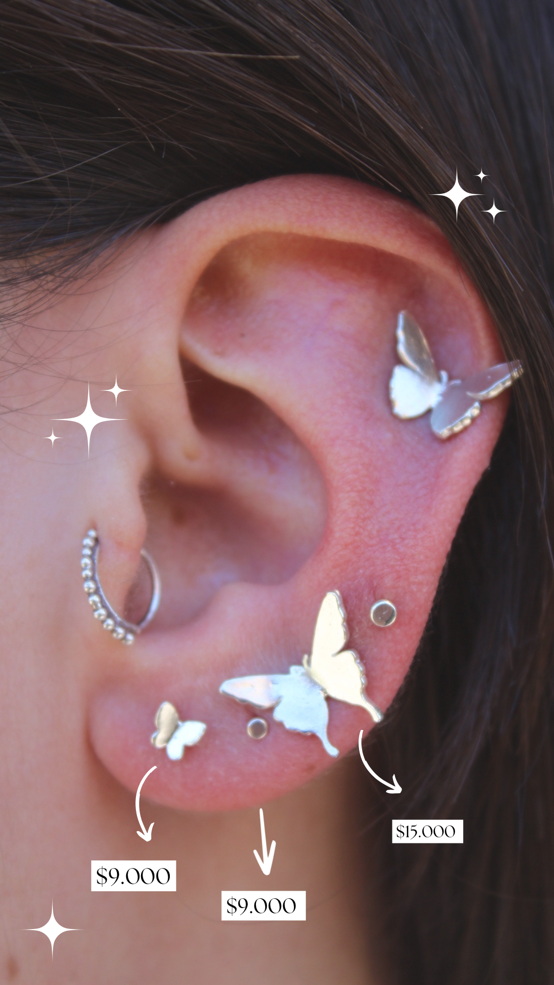 Aros mariposa petit (par)