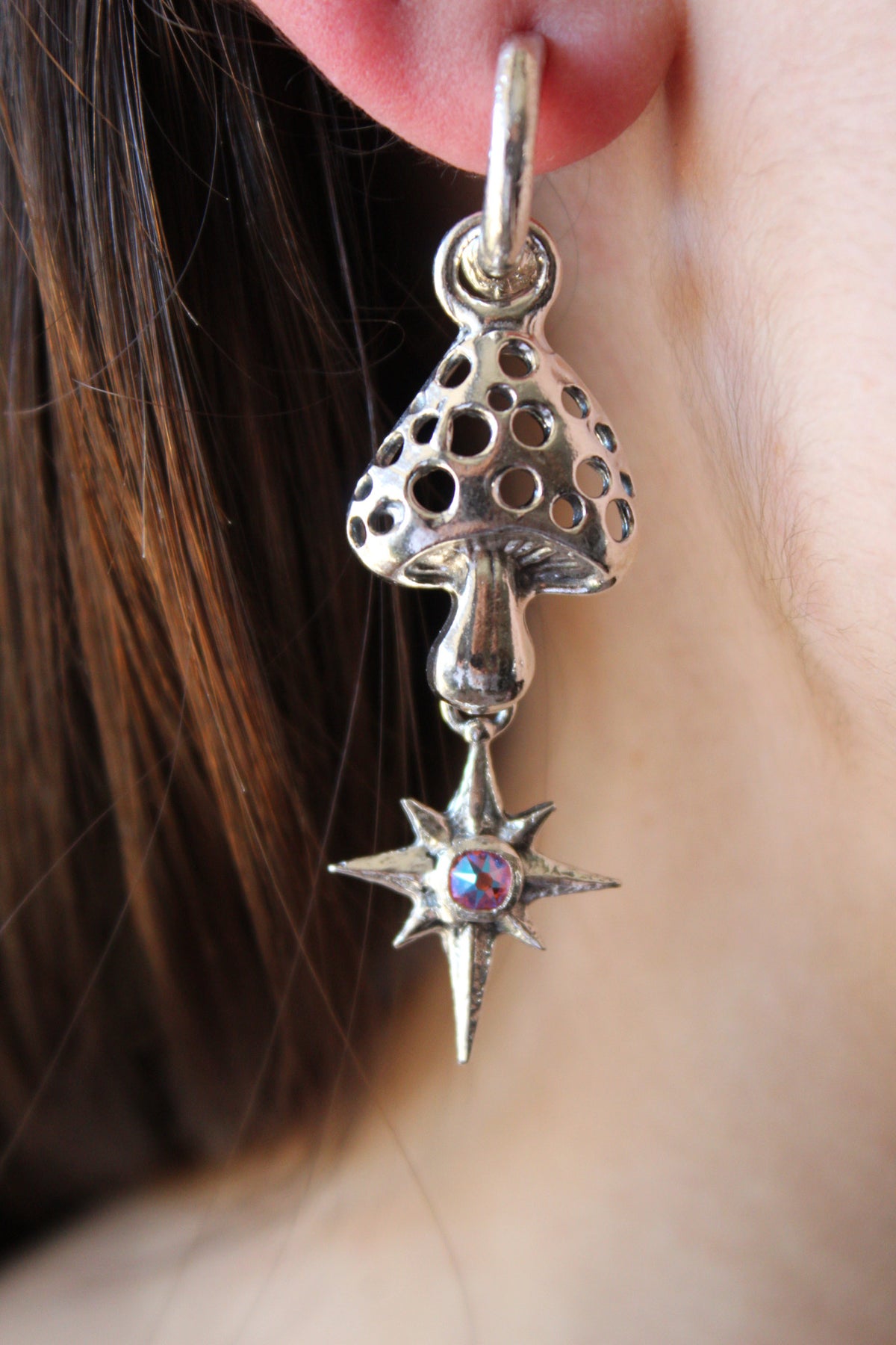 Aros hongo  mágico lucero cristal rose