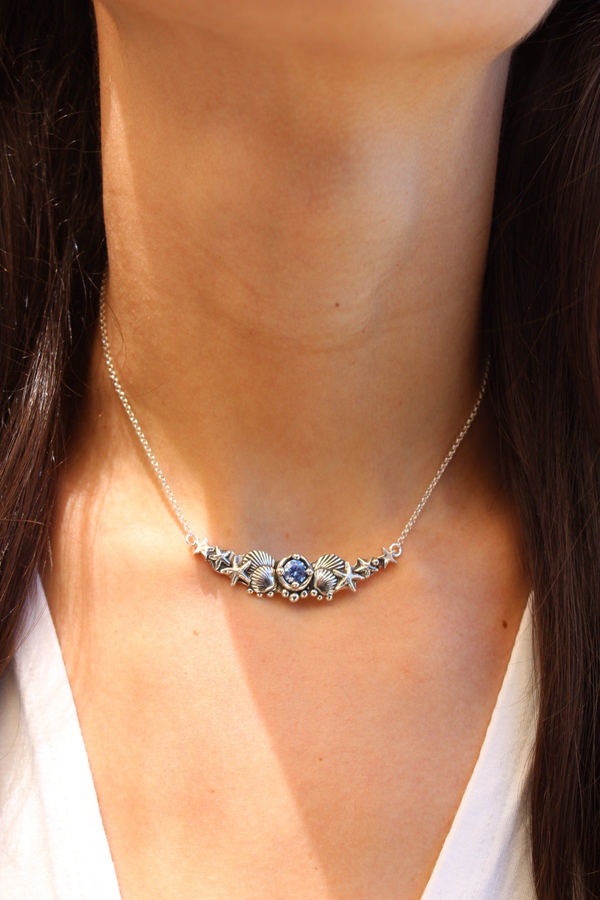 Collar hermandad cristal azul