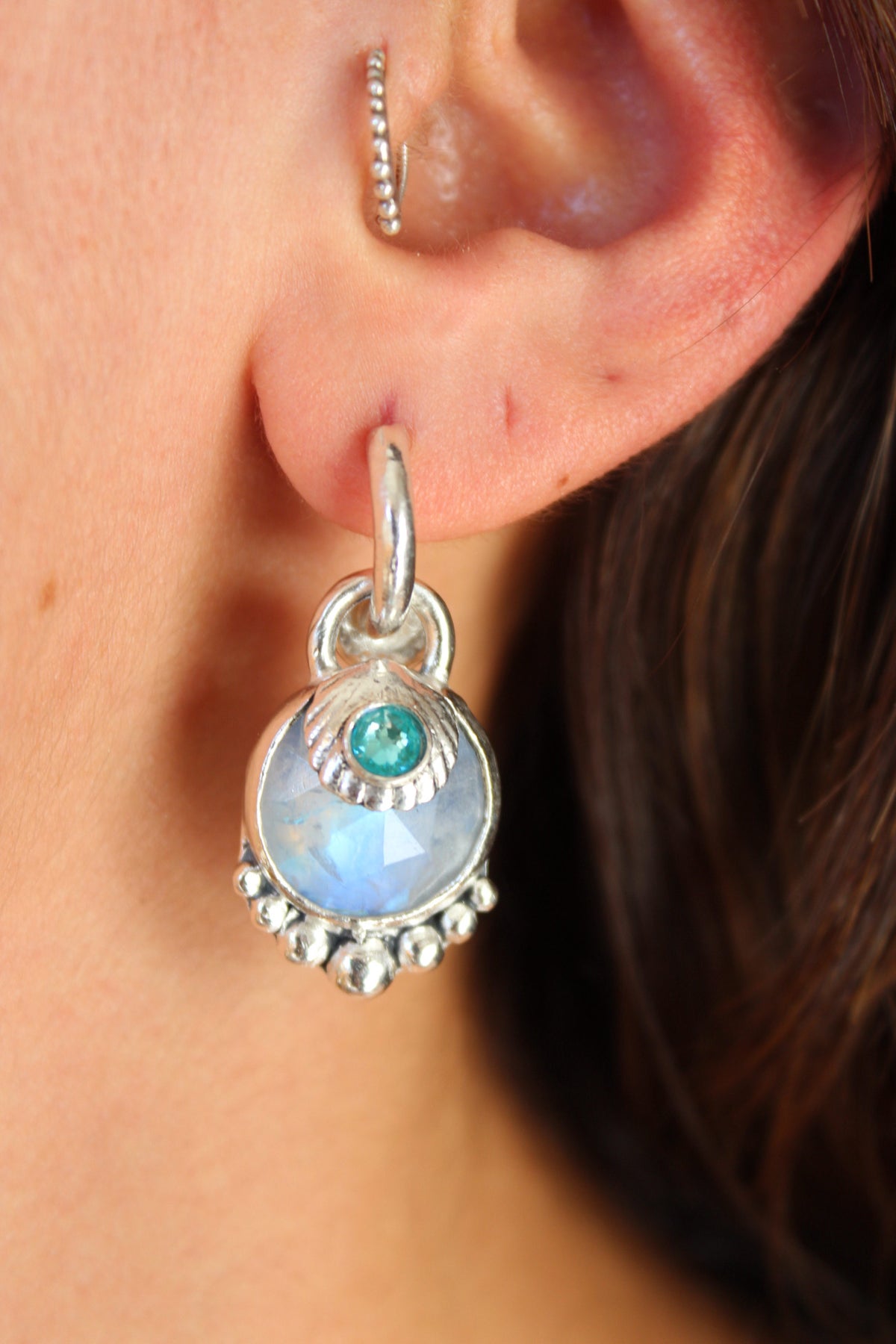 Aros piedra conchuda piedra luna