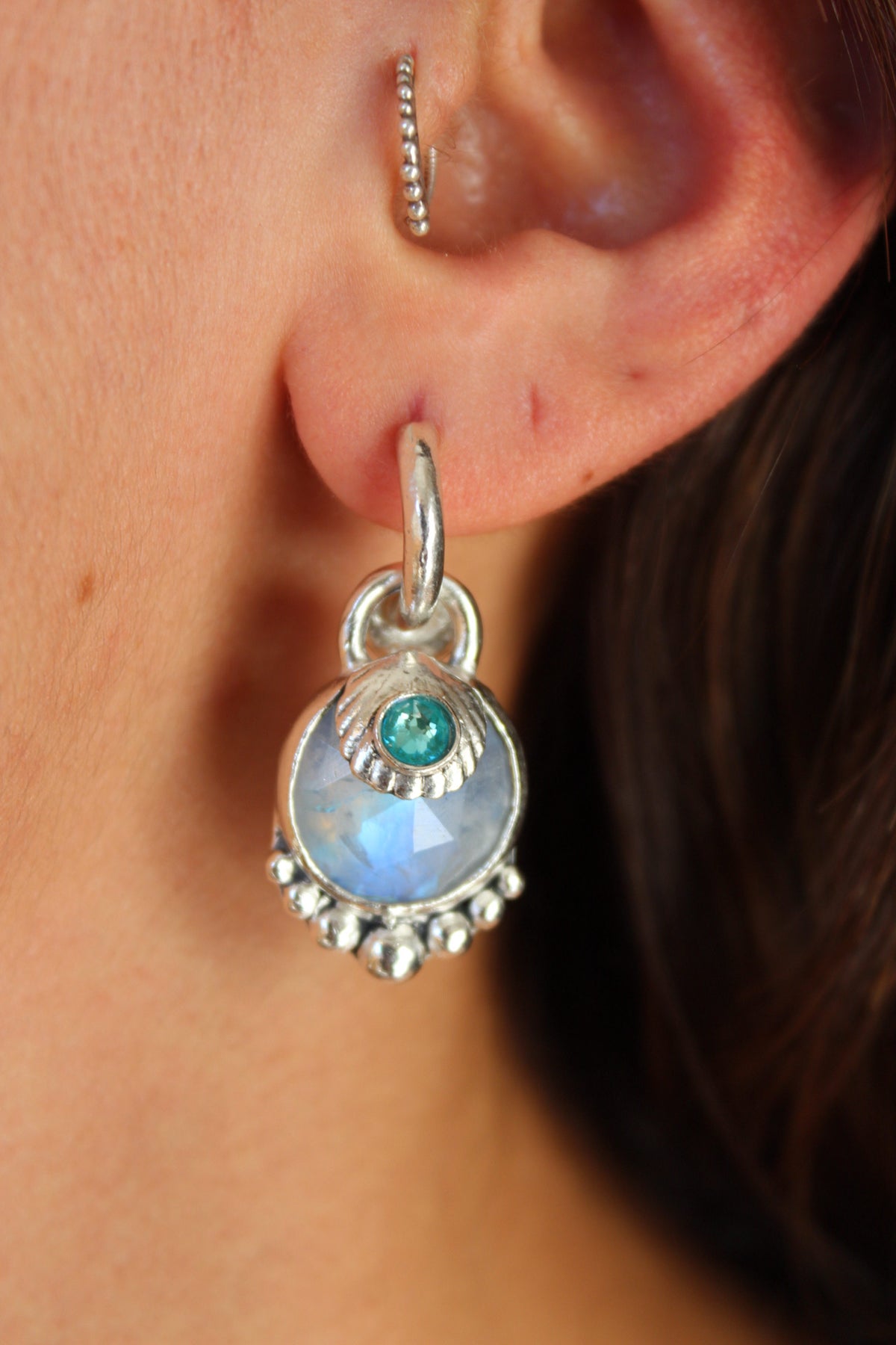 Aros piedra conchuda piedra luna