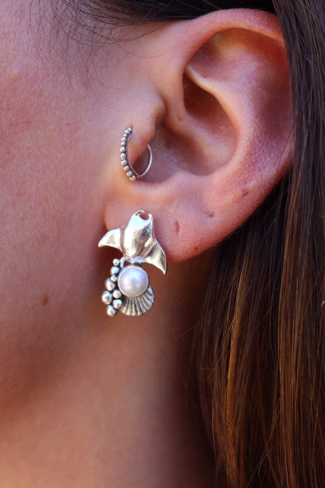 Aros manta con perla