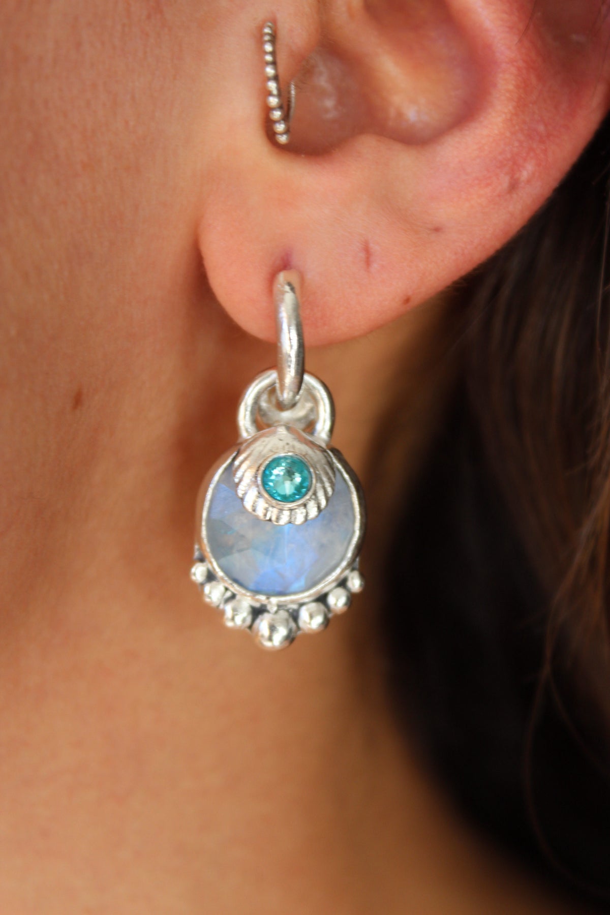 Aros piedra conchuda piedra luna