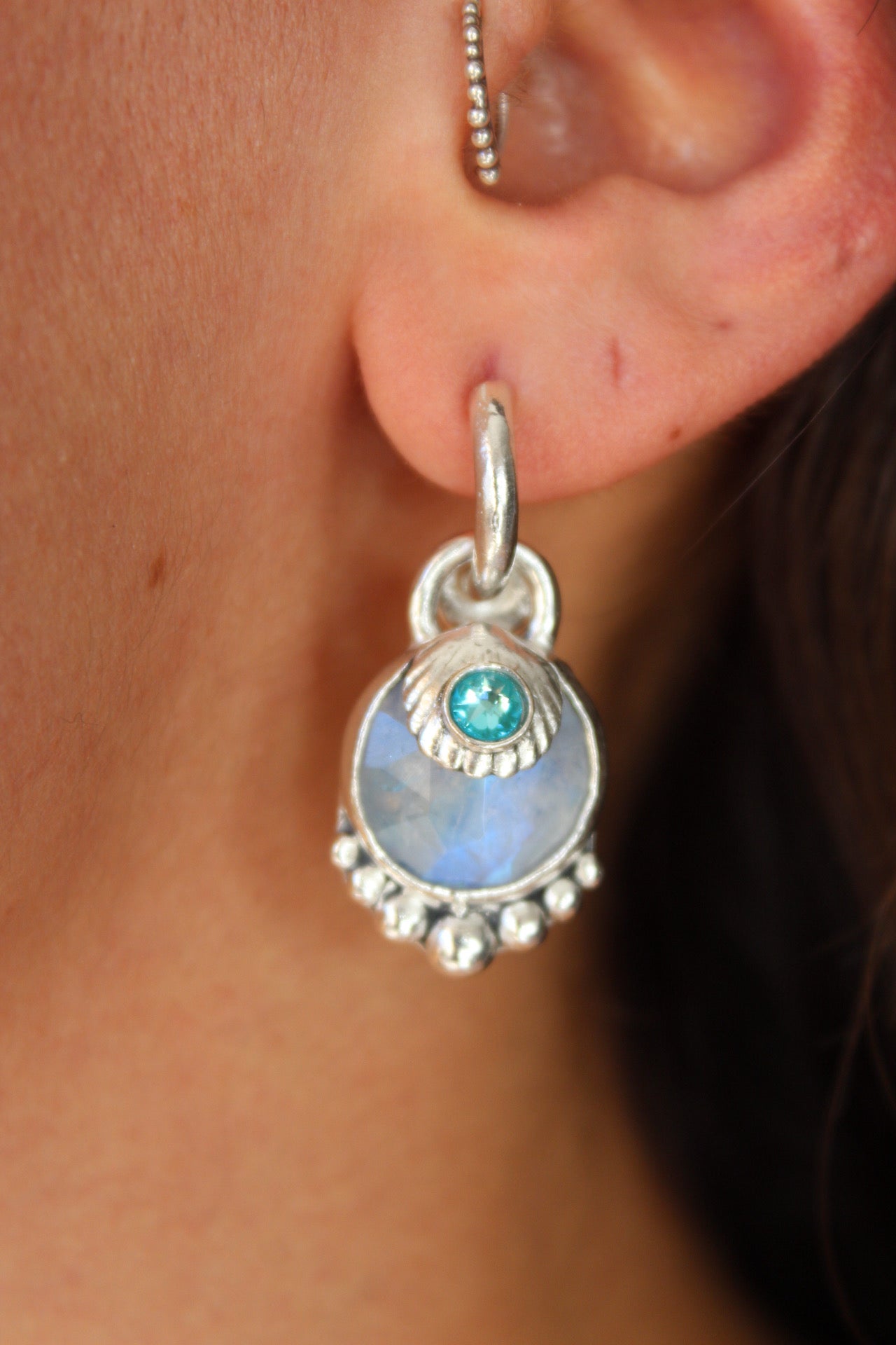 Aros piedra conchuda piedra luna