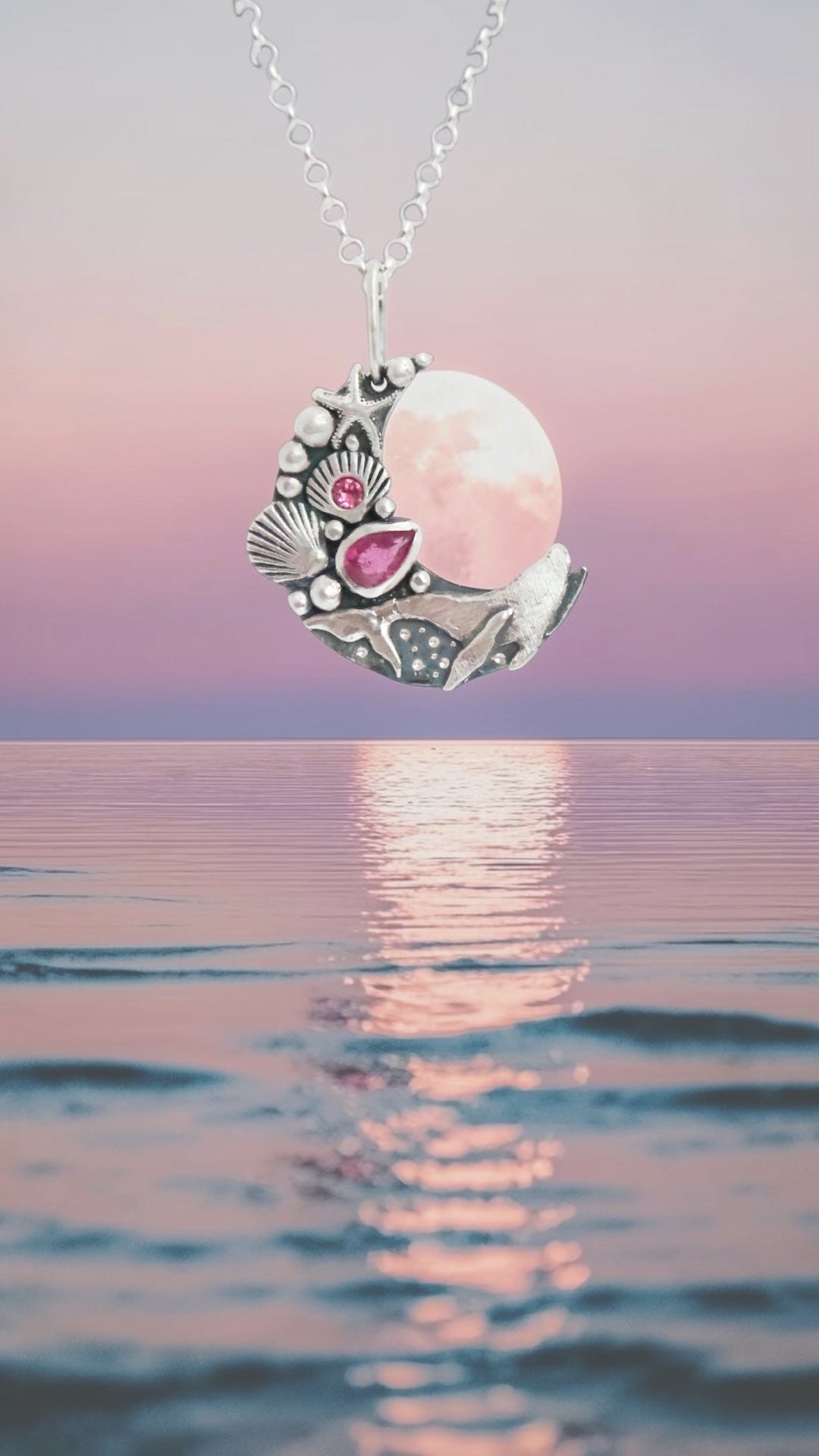 Collar Luna di Atlantis “MAREA” turmalina rosa