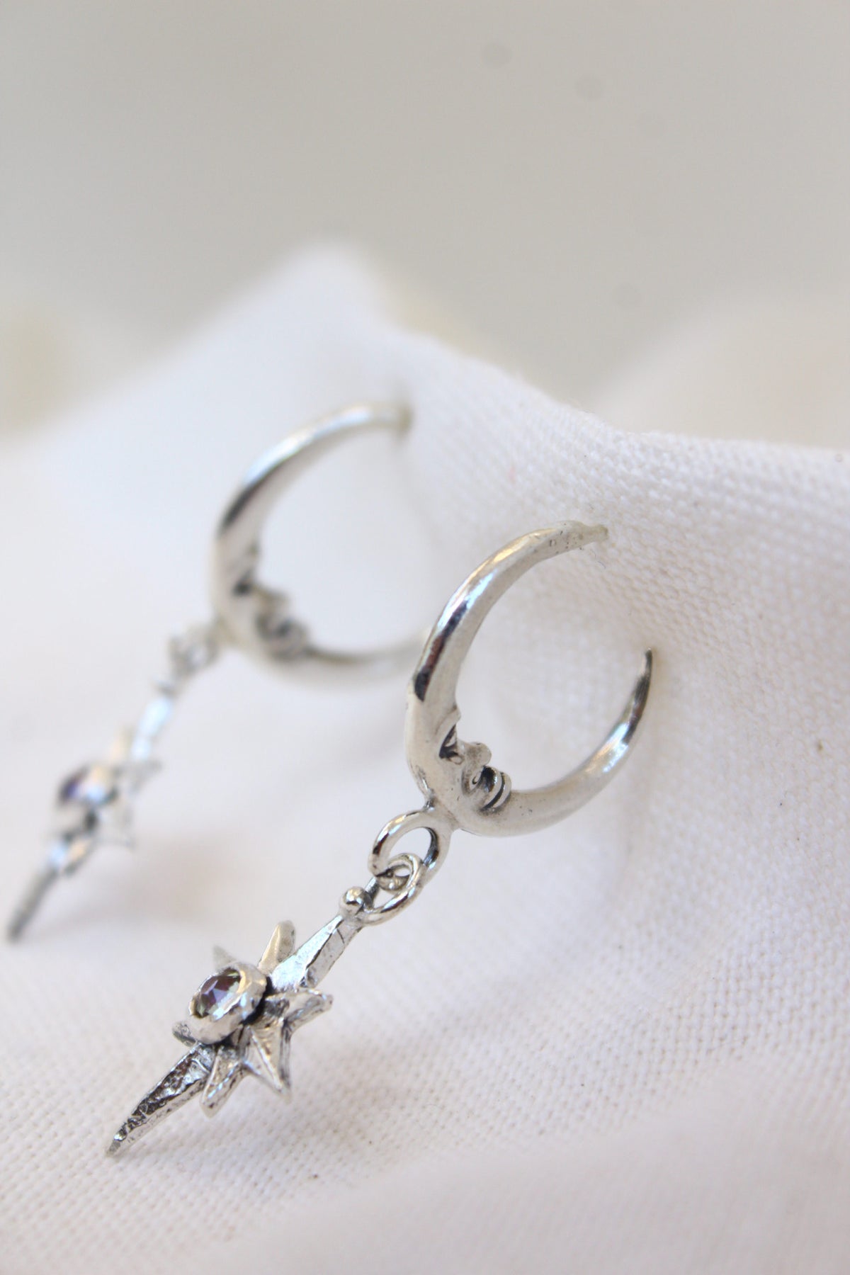 Aros luna lucero cristal rose