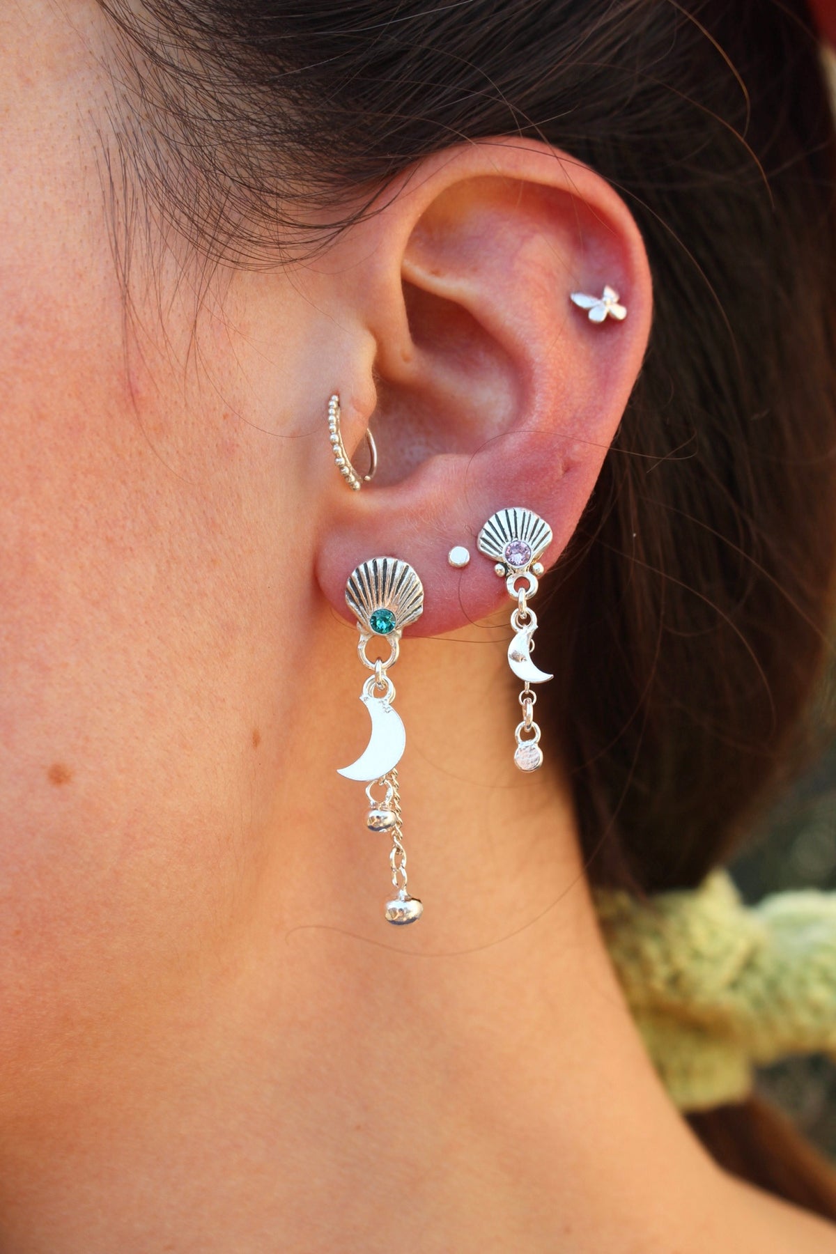 Aros cascada “M” turquesa (par)